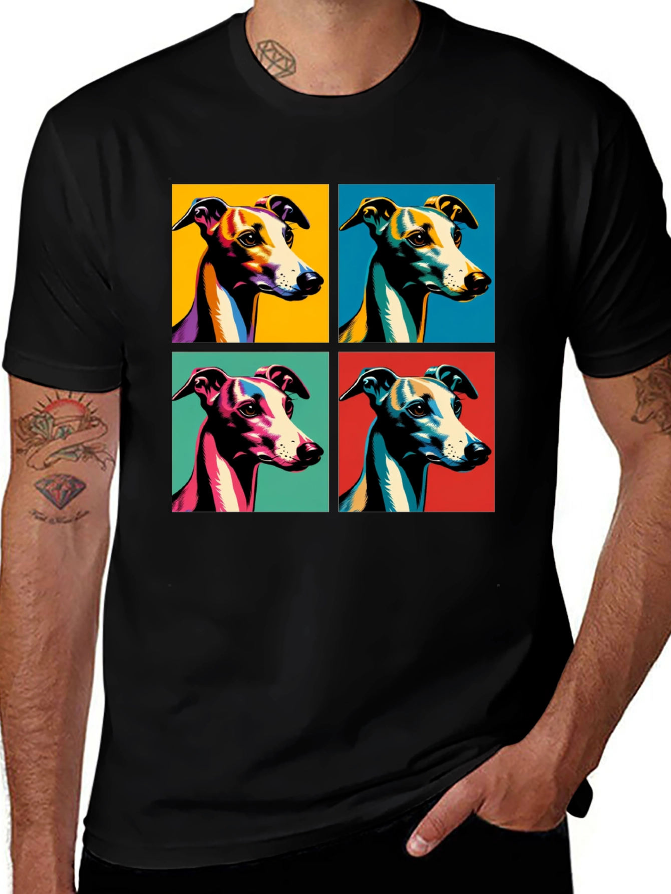 Greyhound Pop Art T-Shirt – Colorful Dog Lover Tee