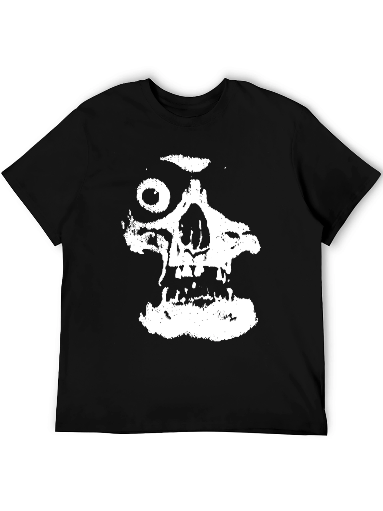 Black T-Shirt with Distressed Skull Graphic