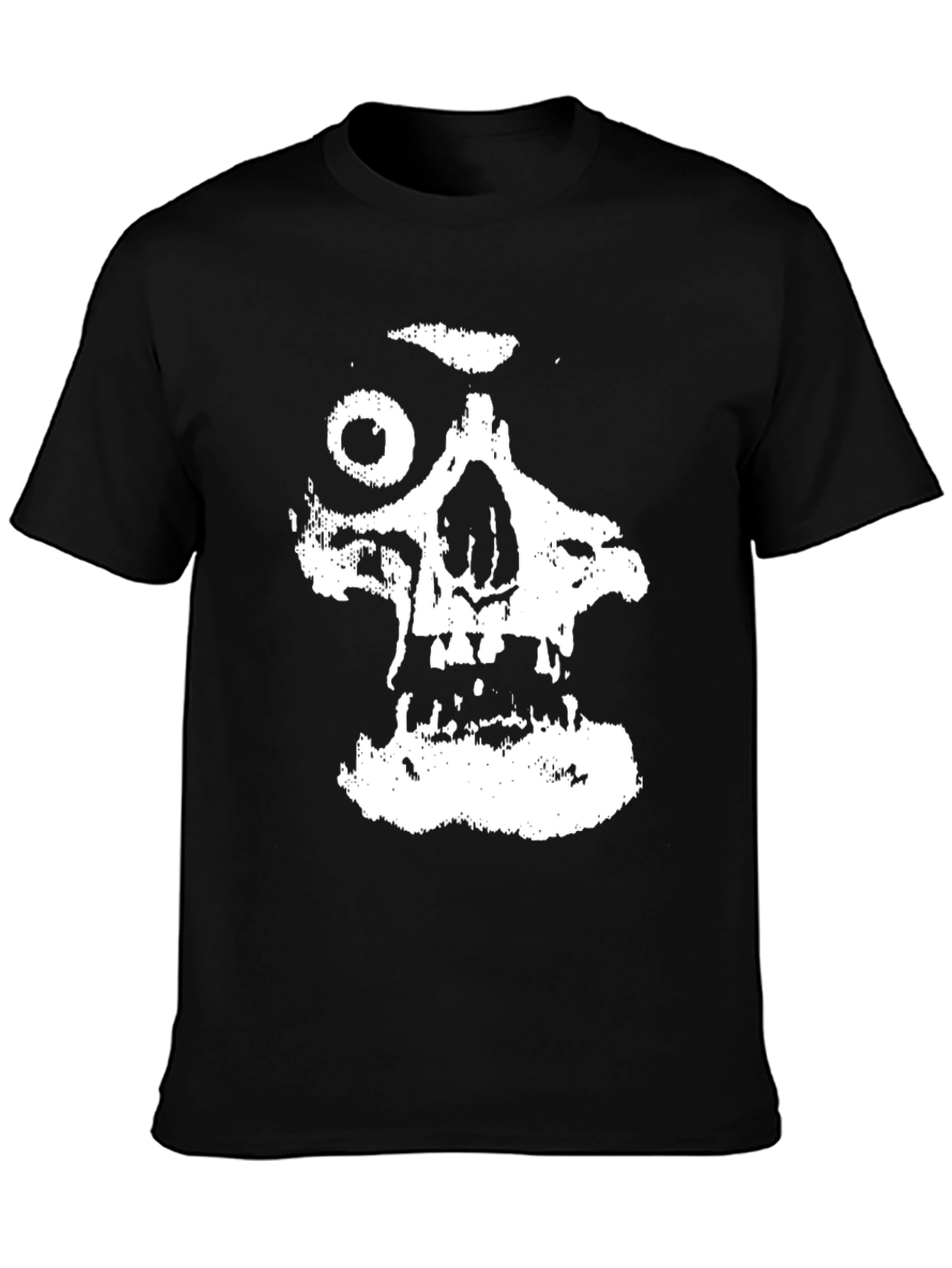 Black T-Shirt with Distressed Skull Graphic