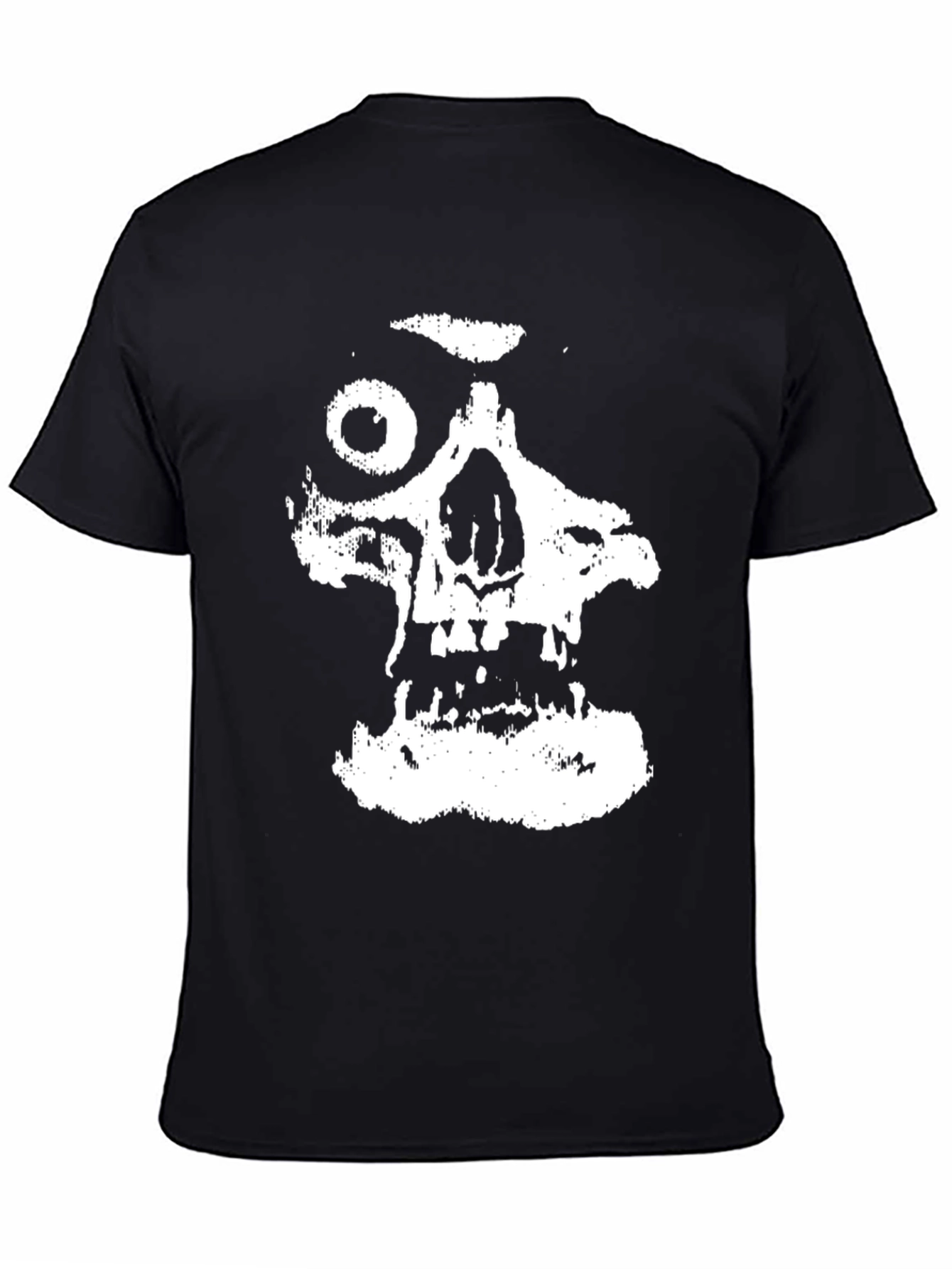 Black T-Shirt with Distressed Skull Graphic