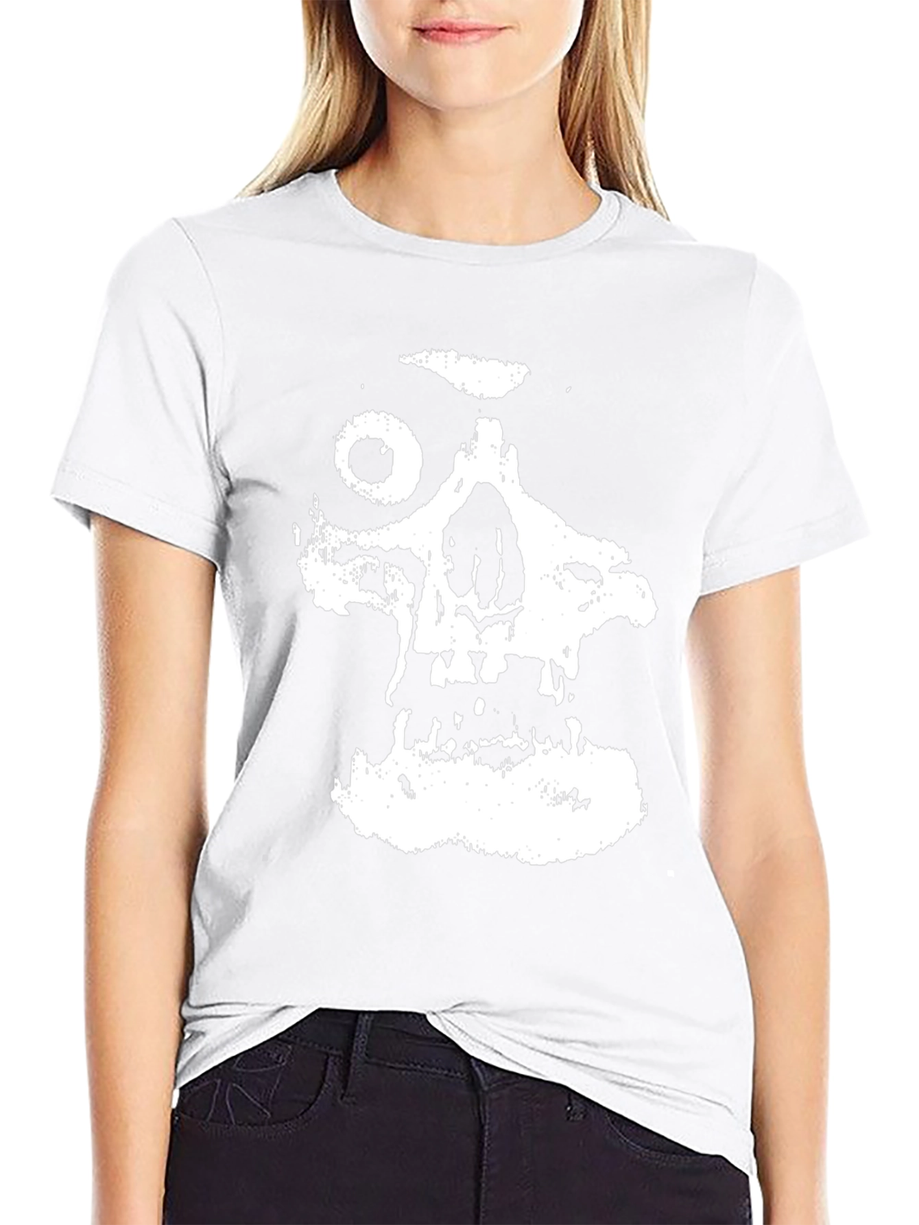 Black T-Shirt with Distressed Skull Graphic