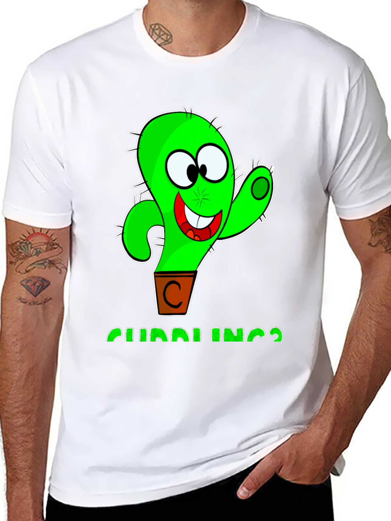Cuddlings Cactus Graphic T-Shirt - Funny Cartoon Design
