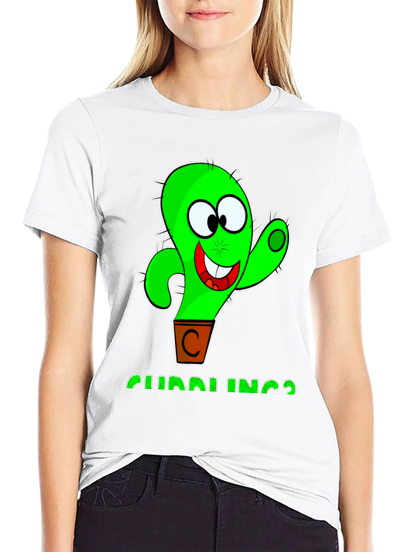Cuddlings Cactus Graphic T-Shirt - Funny Cartoon Design