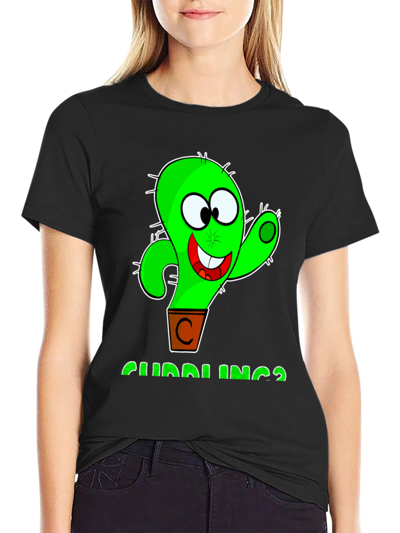 Cuddlings Cactus Graphic T-Shirt - Funny Cartoon Design