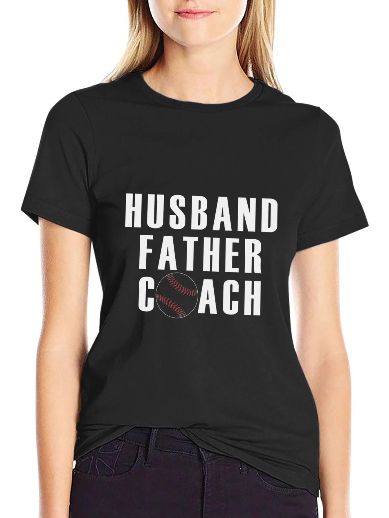 Husband Father Coach Graphic Tee - Baseball Dad Shirt