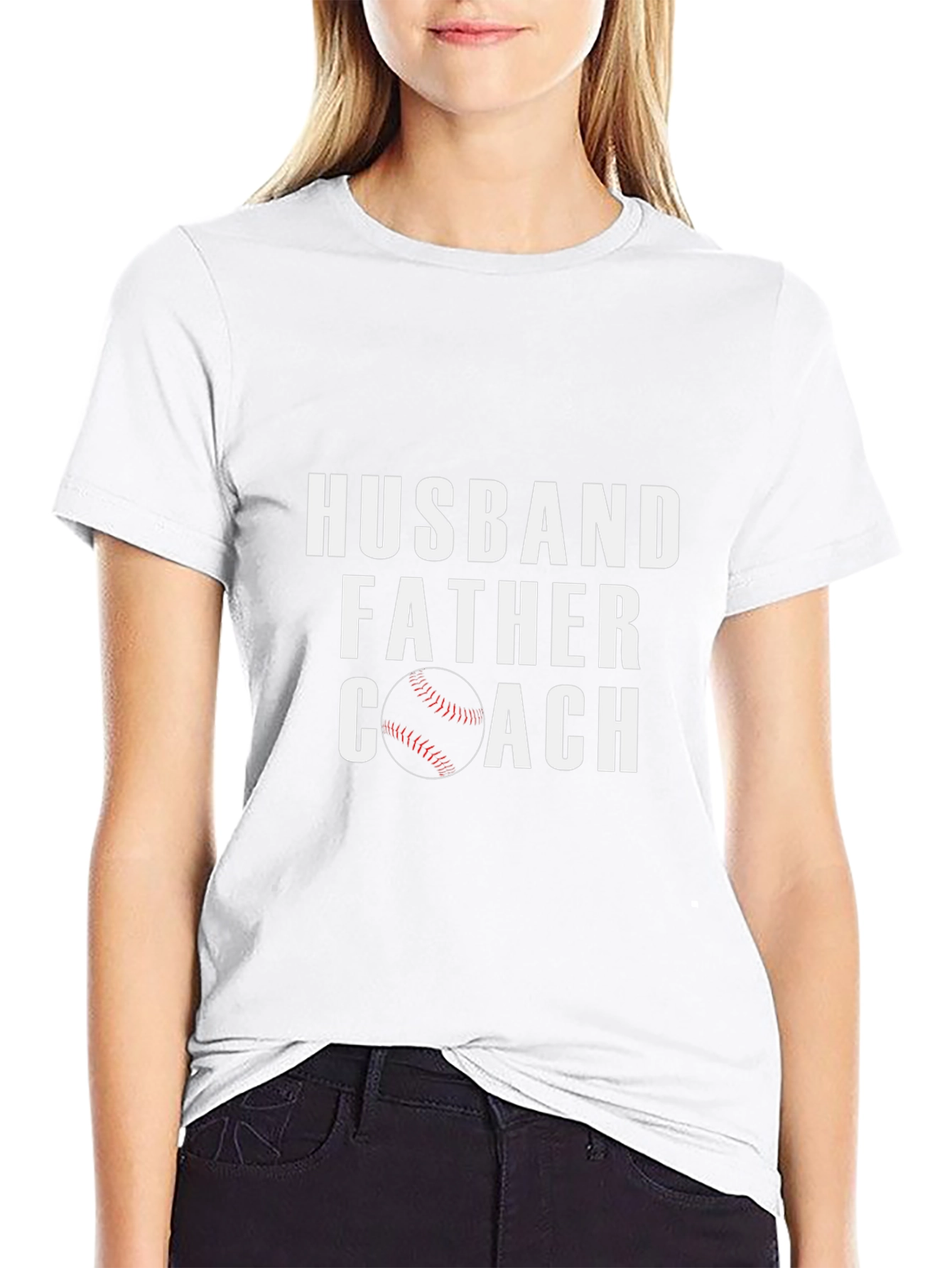 Husband Father Coach Graphic Tee - Baseball Dad Shirt
