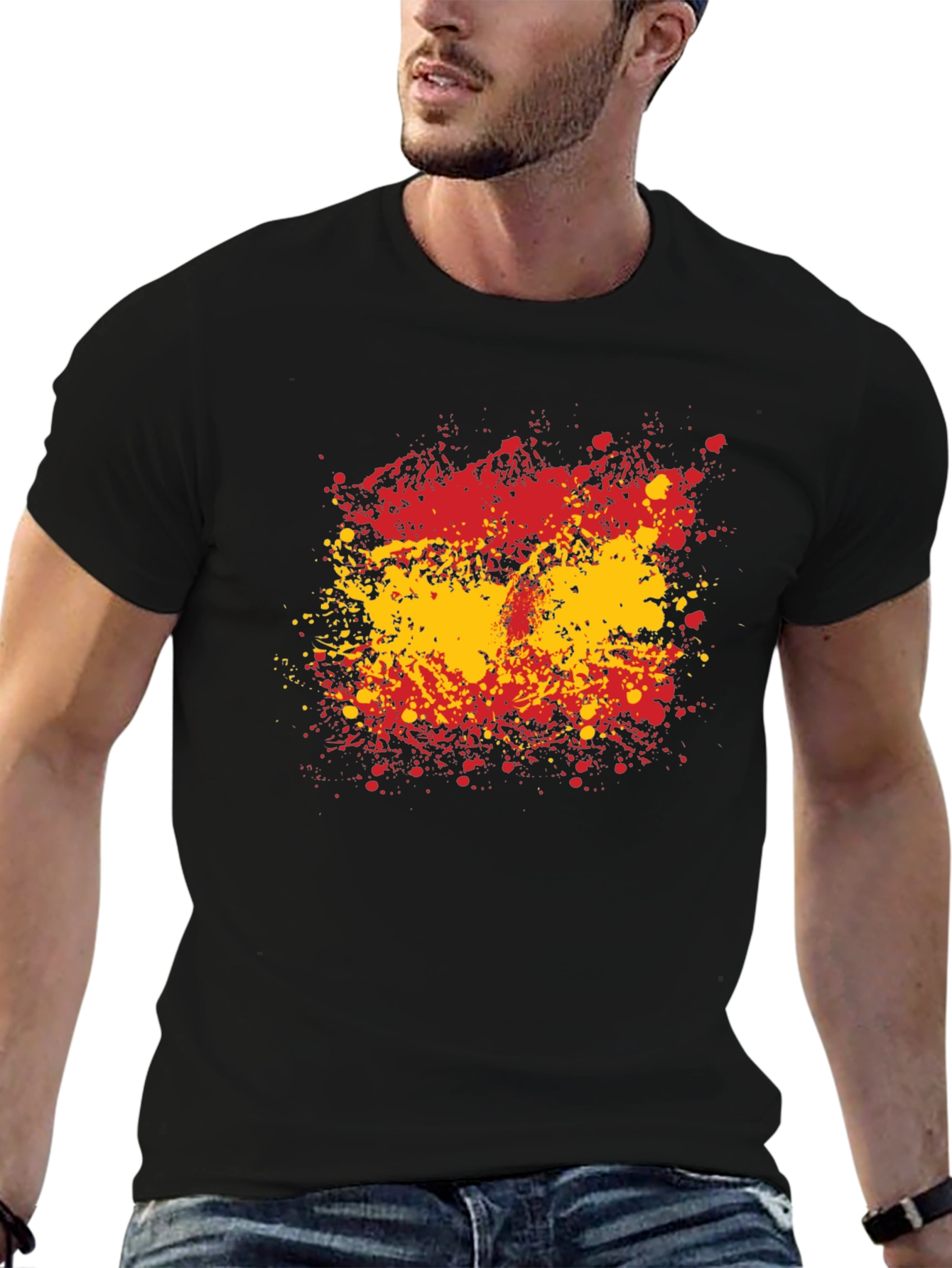 Spain Flag Splatter Graphic T-Shirt