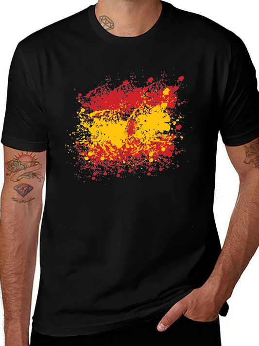 Spain Flag Splatter Graphic T-Shirt
