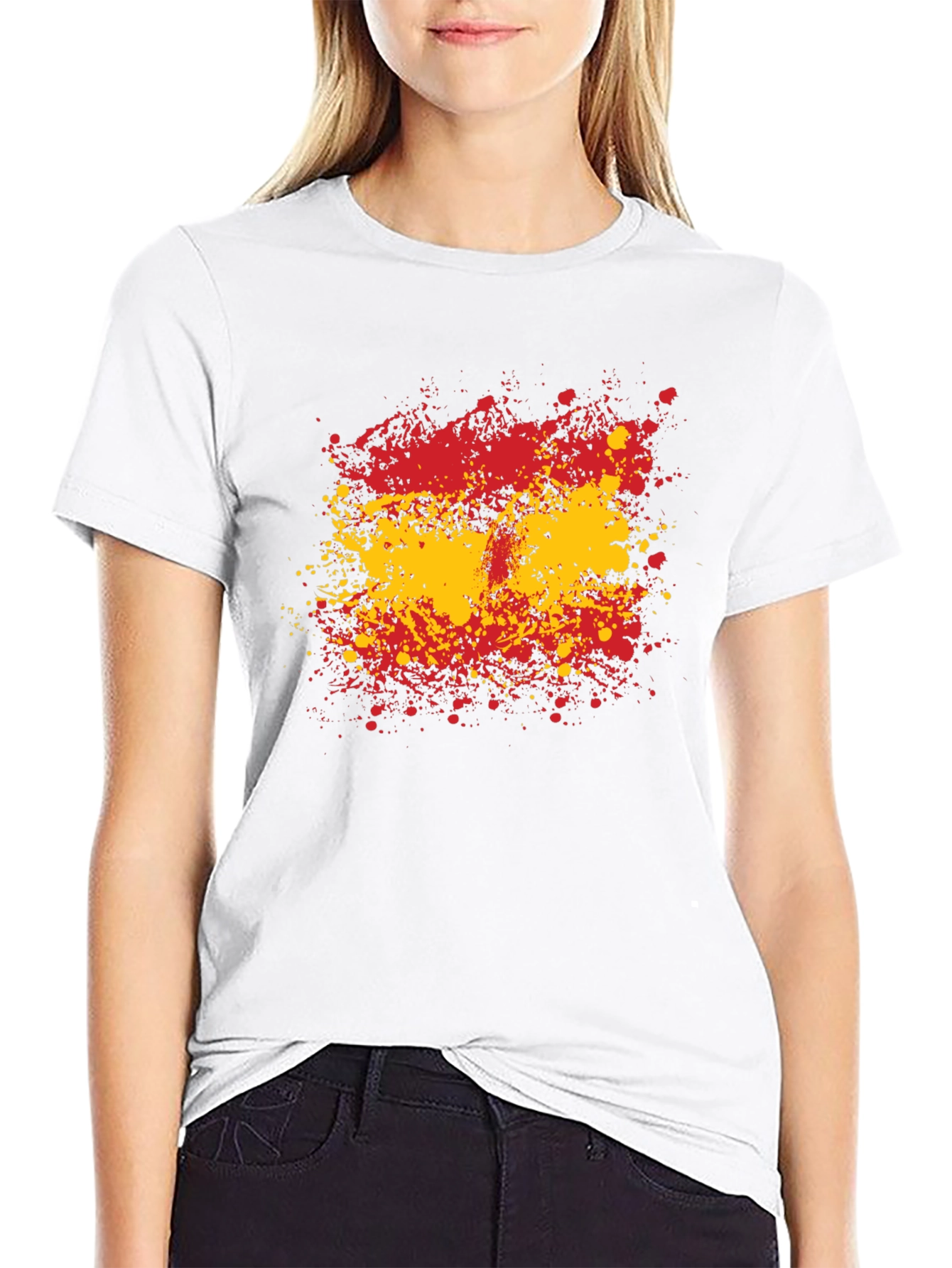 Spain Flag Splatter Graphic T-Shirt
