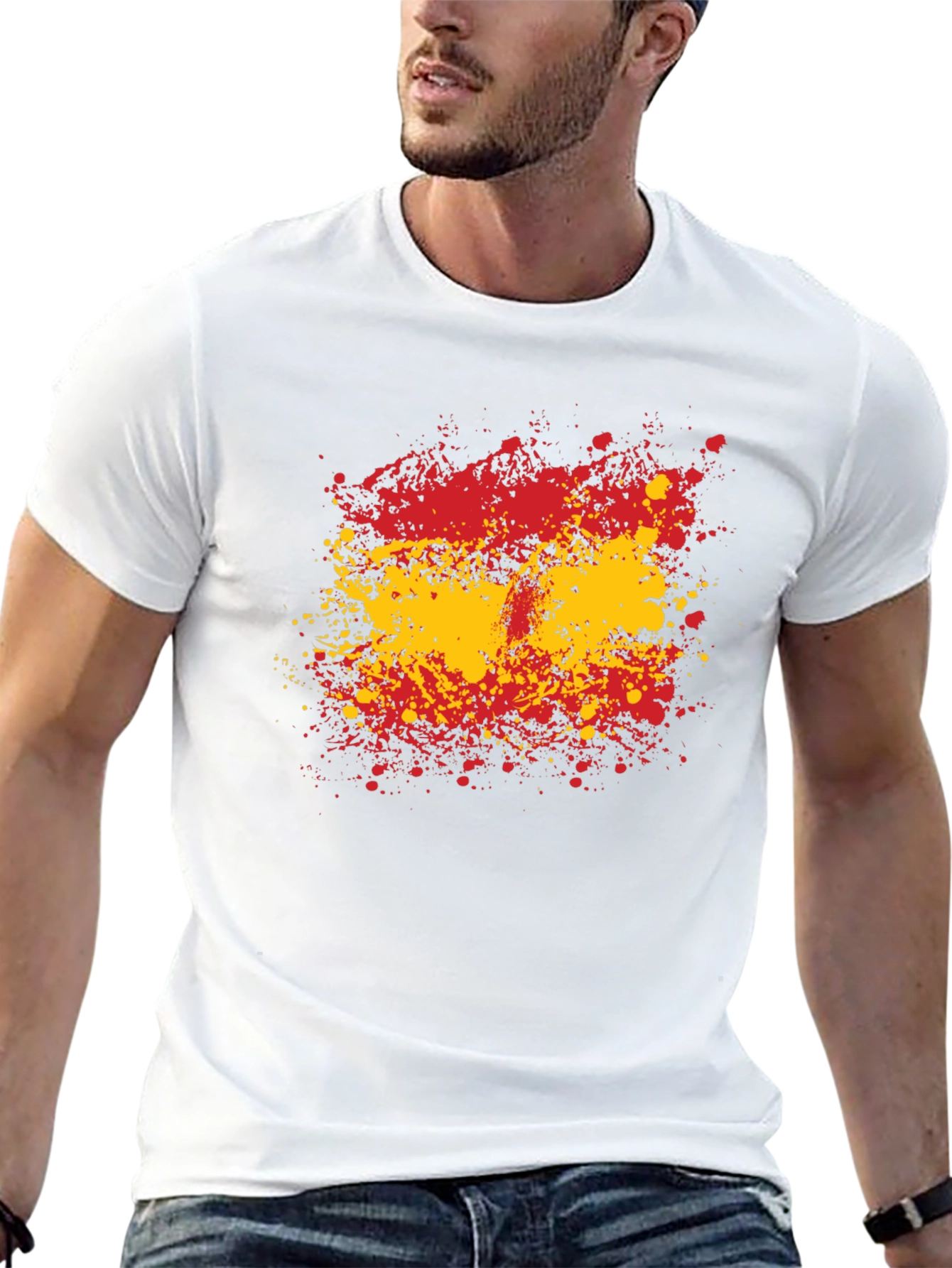 Spain Flag Splatter Graphic T-Shirt