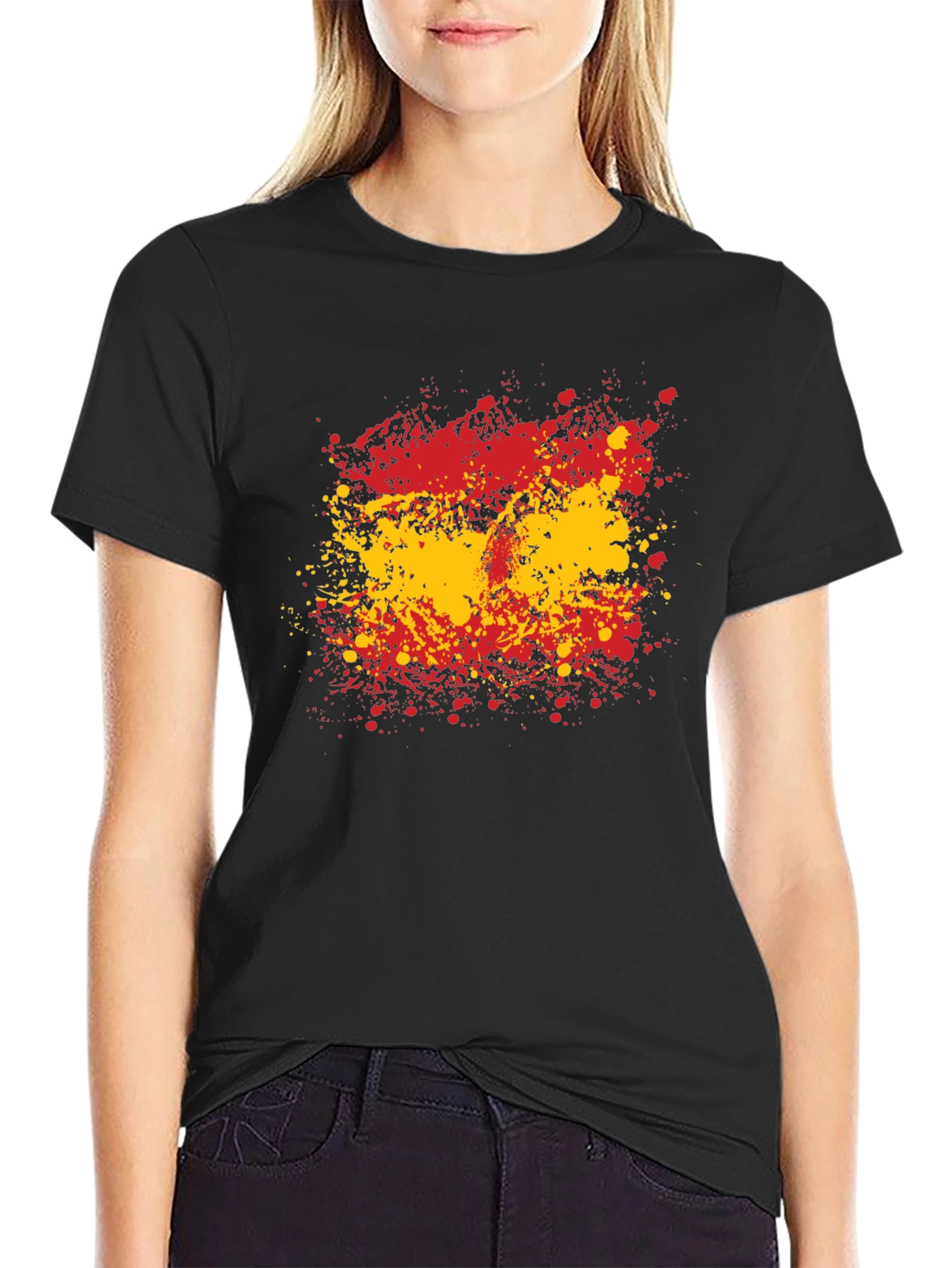 Spain Flag Splatter Graphic T-Shirt