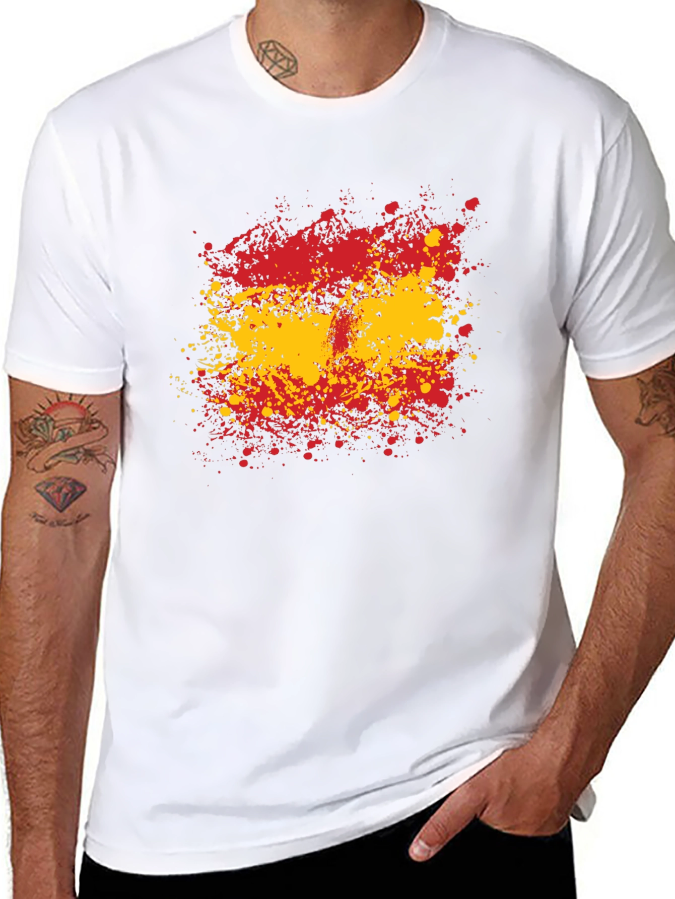 Spain Flag Splatter Graphic T-Shirt