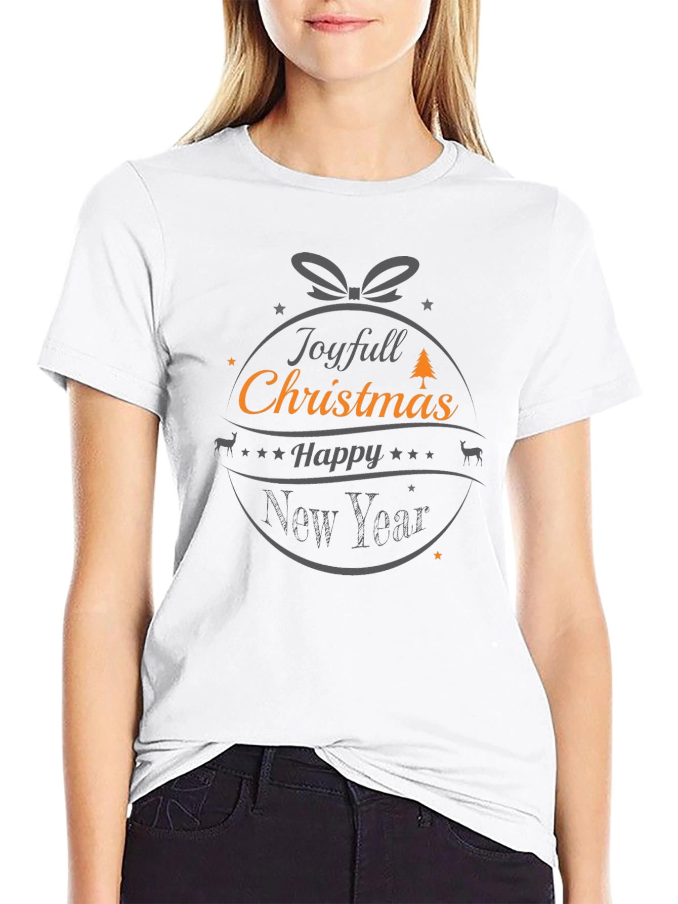 Joyful Christmas Happy New Year Black Tee