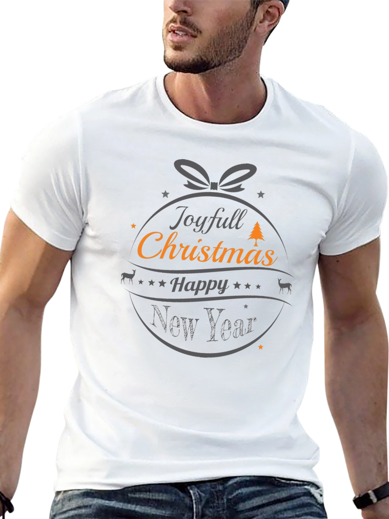 Joyful Christmas Happy New Year Black Tee