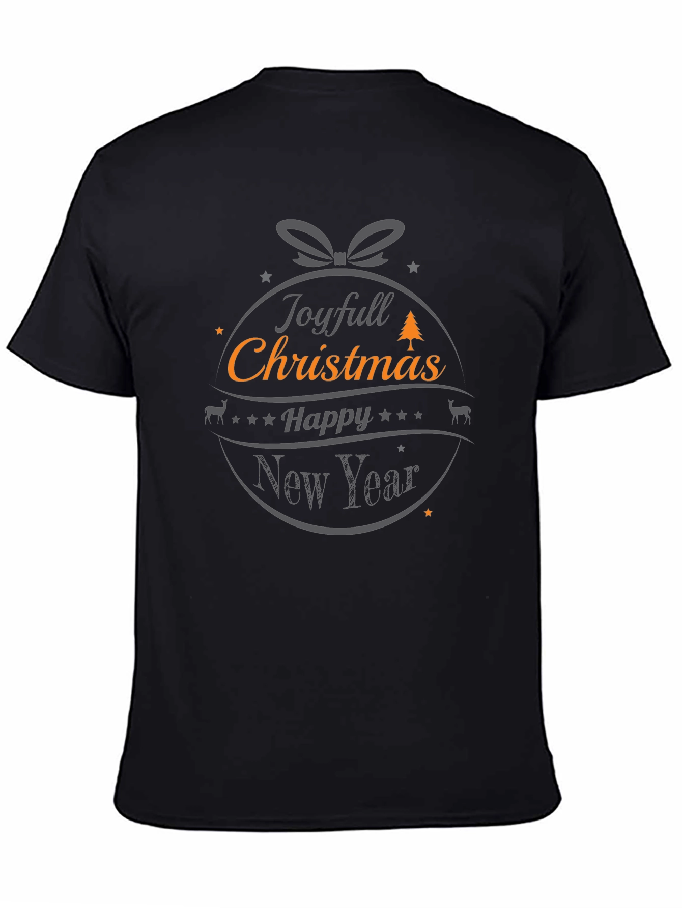 Joyful Christmas Happy New Year Black Tee