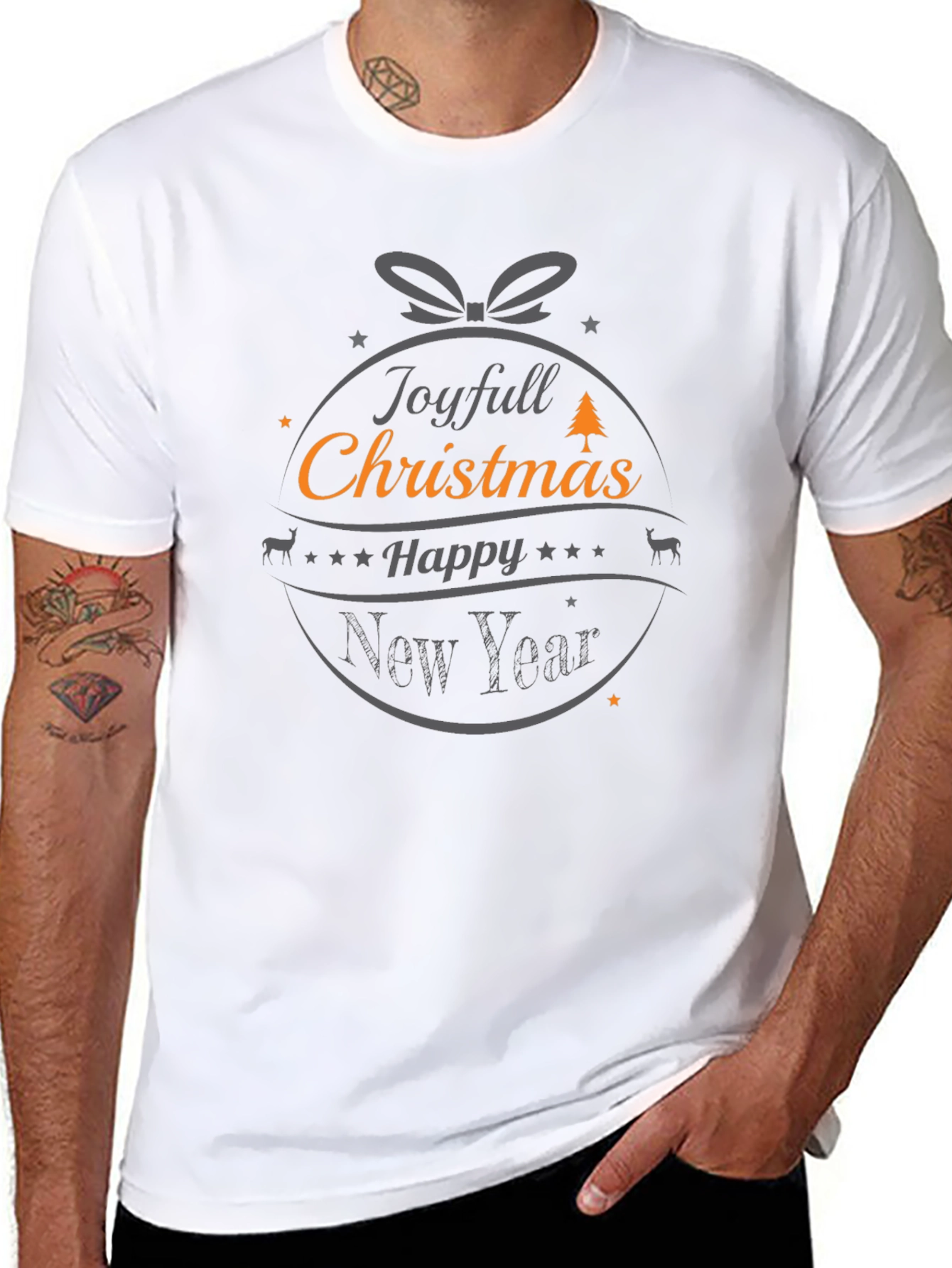 Joyful Christmas Happy New Year Black Tee