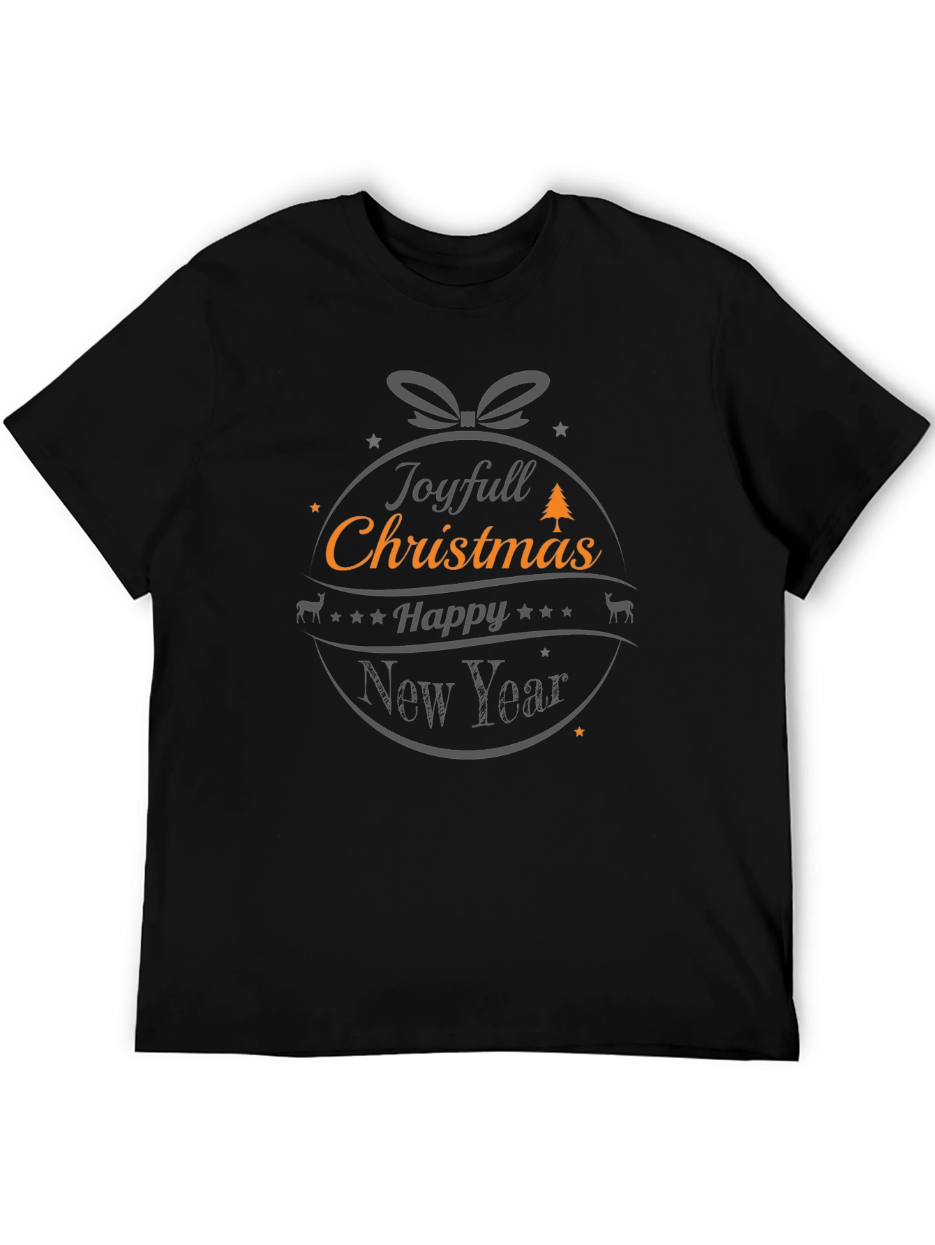 Joyful Christmas Happy New Year Black Tee