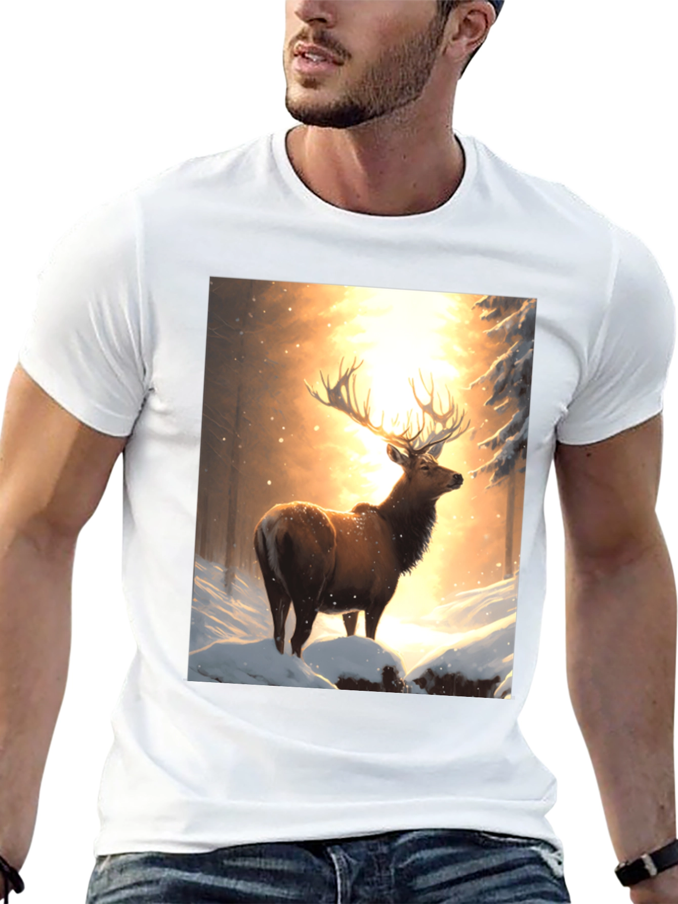 Elk in Snowy Forest T-Shirt
