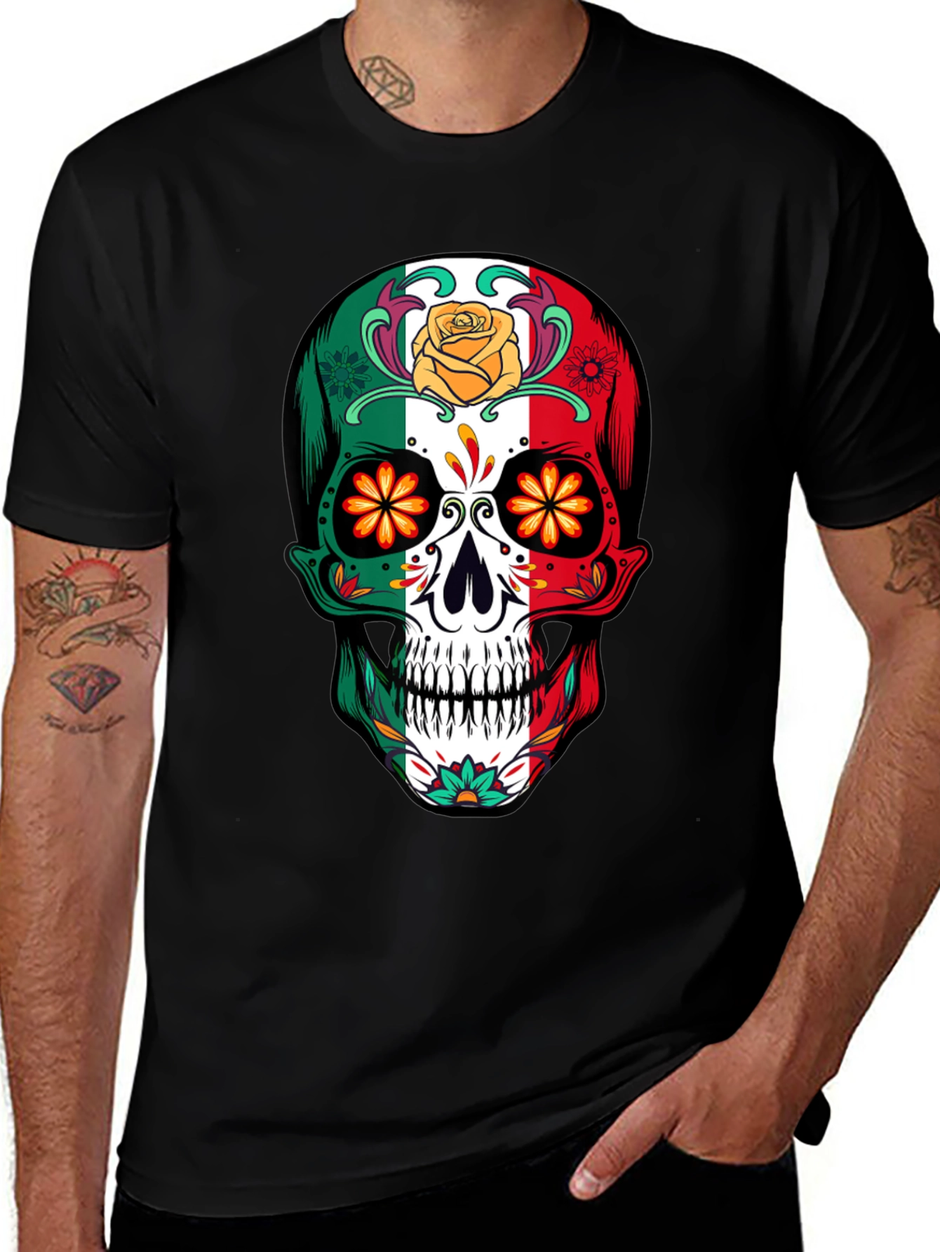 Mexican Flag Sugar Skull T-Shirt