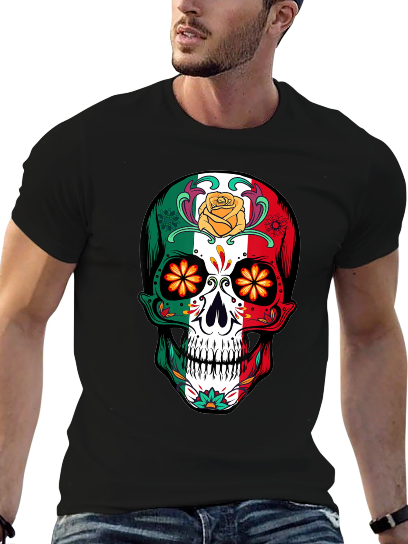 Mexican Flag Sugar Skull T-Shirt