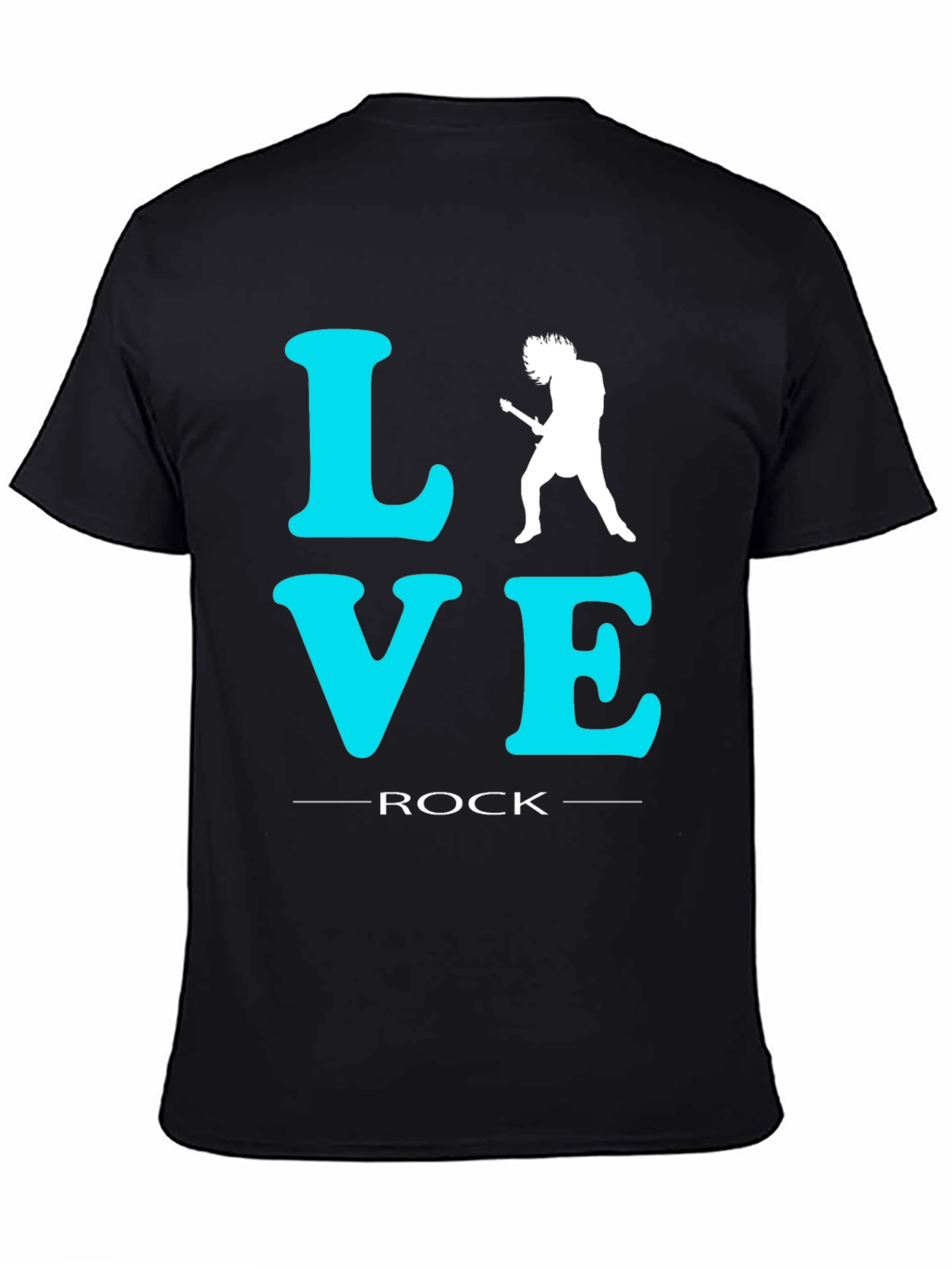 Love Rock Guitar T-Shirt - Black Crew Neck Tee
