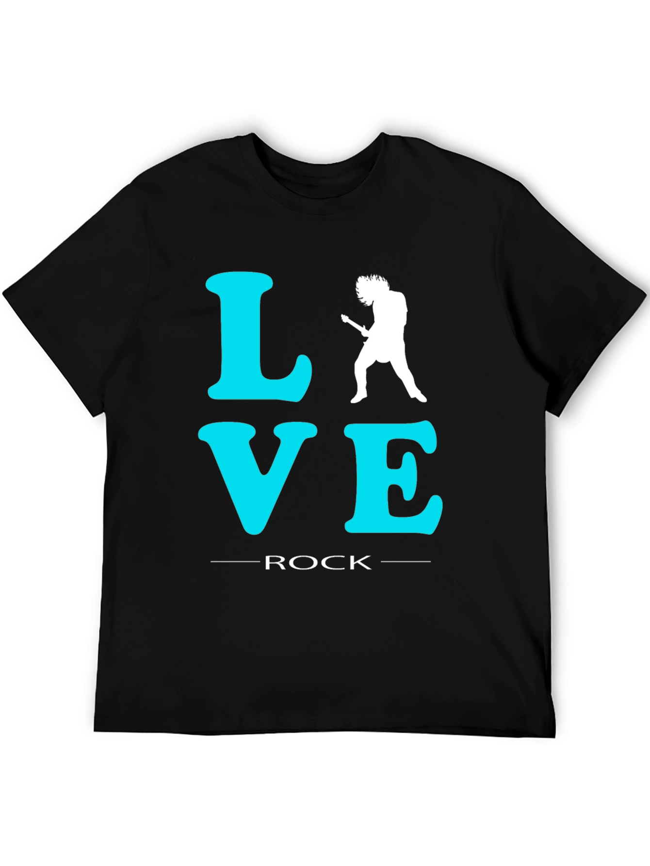 Love Rock Guitar T-Shirt - Black Crew Neck Tee