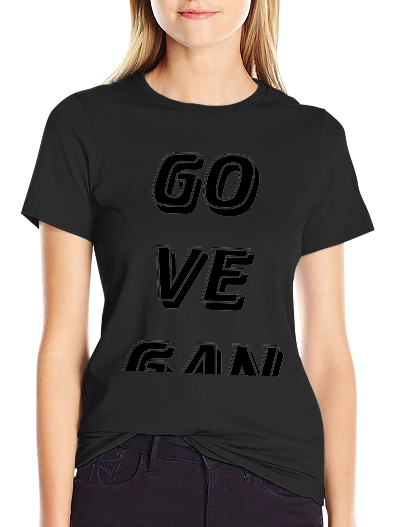 Go Vegan Black Graphic T-Shirt