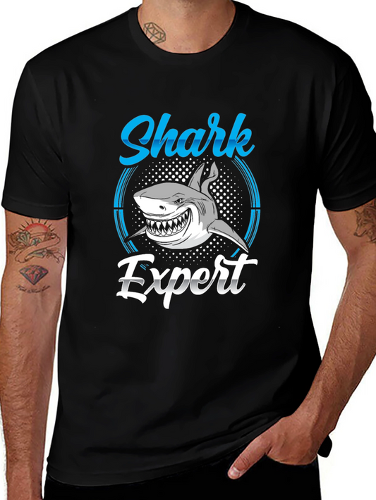 Shark Expert Graphic Print Crew Neck T-Shirt
