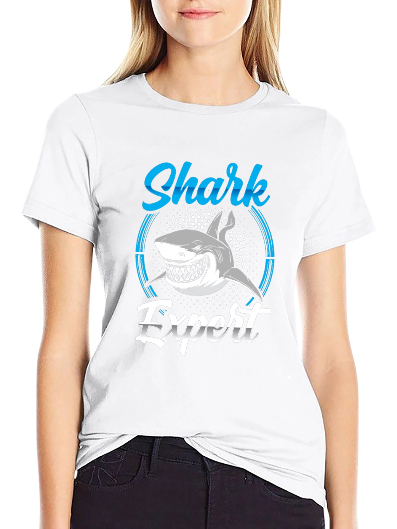 Shark Expert Graphic Print Crew Neck T-Shirt