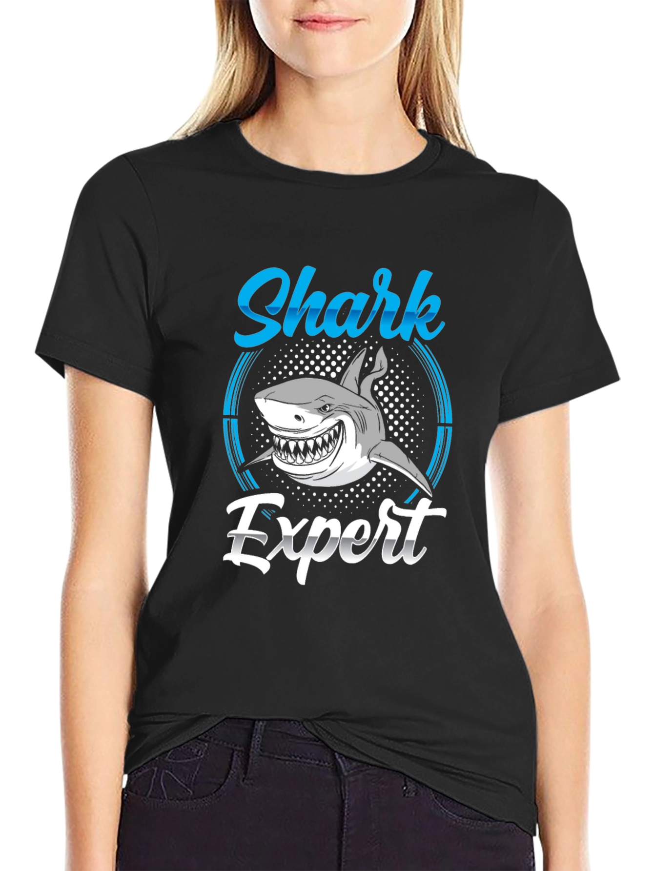 Shark Expert Graphic Print Crew Neck T-Shirt