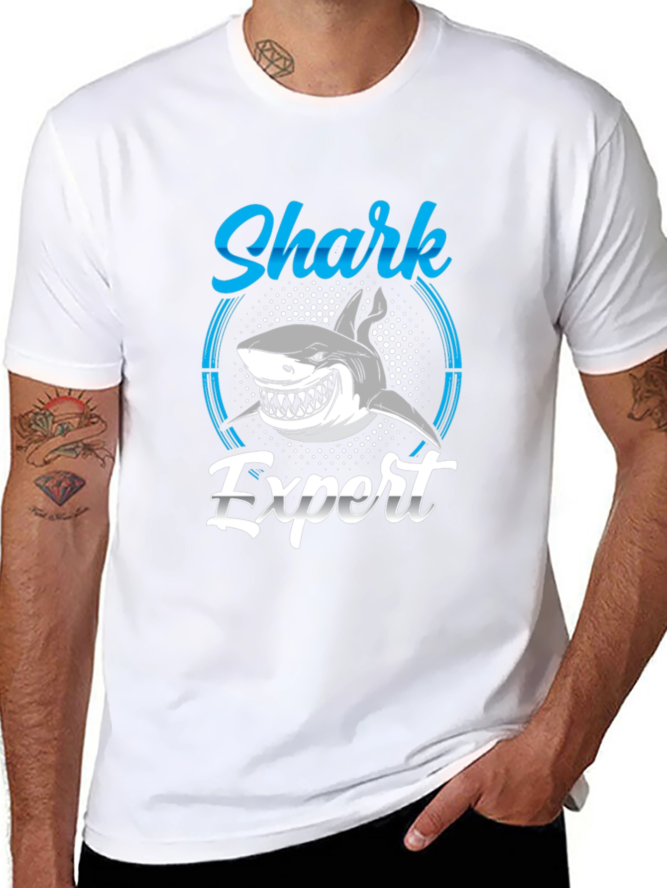 Shark Expert Graphic Print Crew Neck T-Shirt