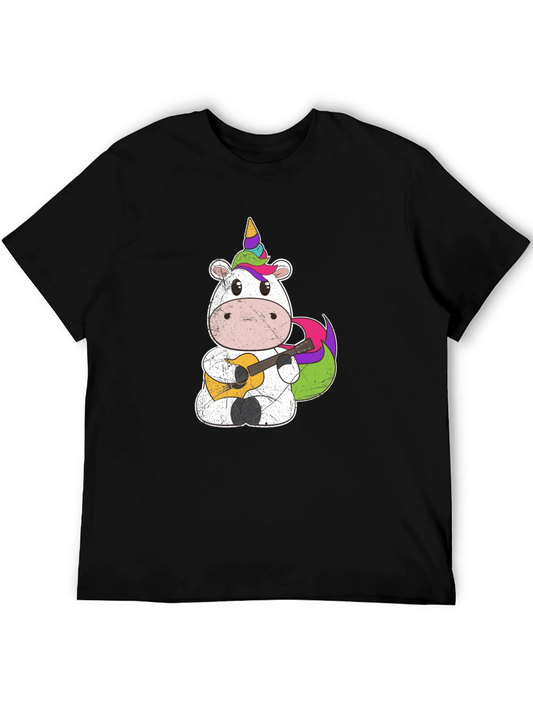 Unicorn Guitarist Graphic Tee - Mens Black T-Shirt