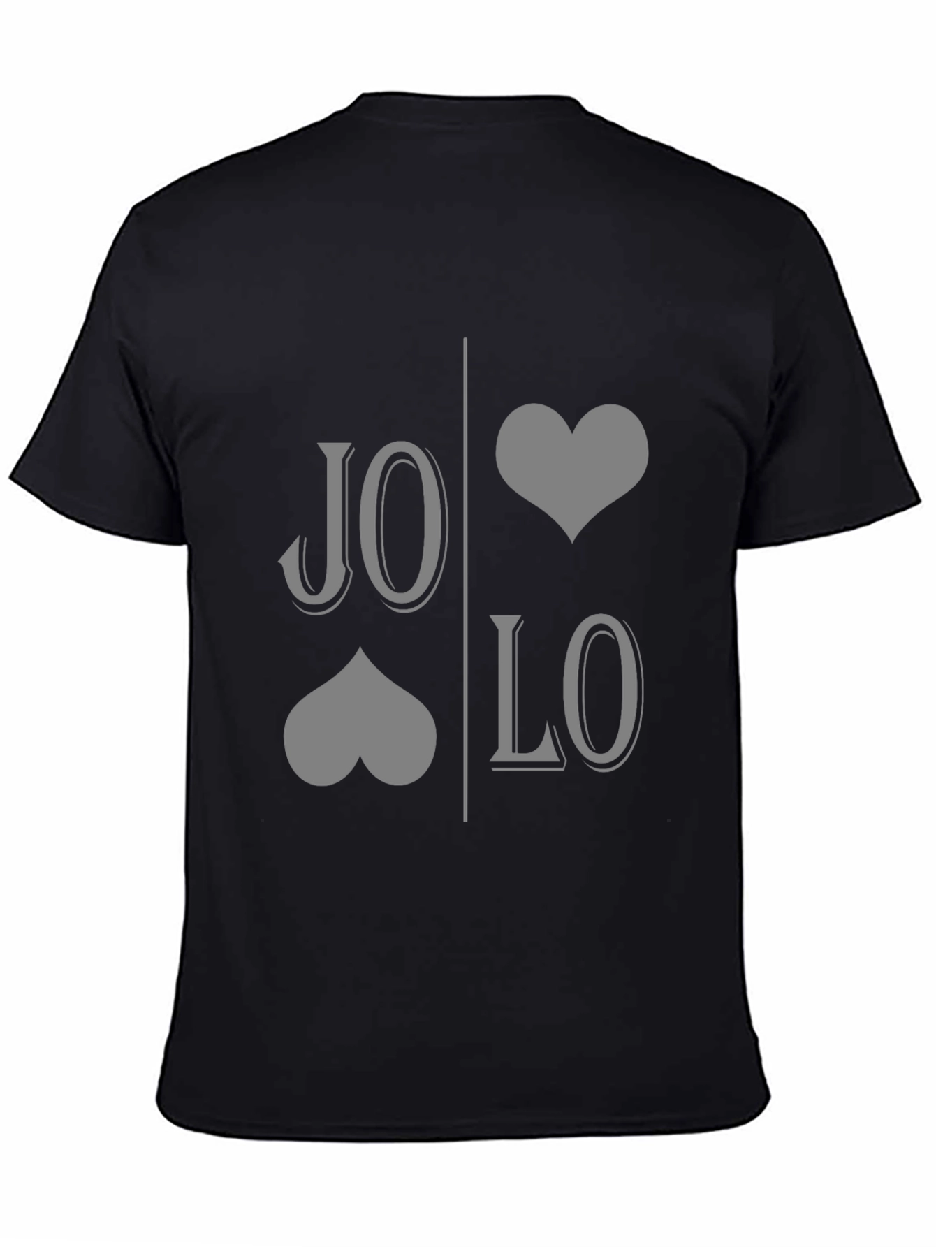 JO LO Love Card Suit Design Black T-Shirt