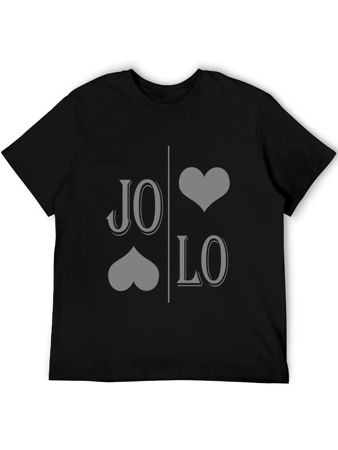 JO LO Love Card Suit Design Black T-Shirt