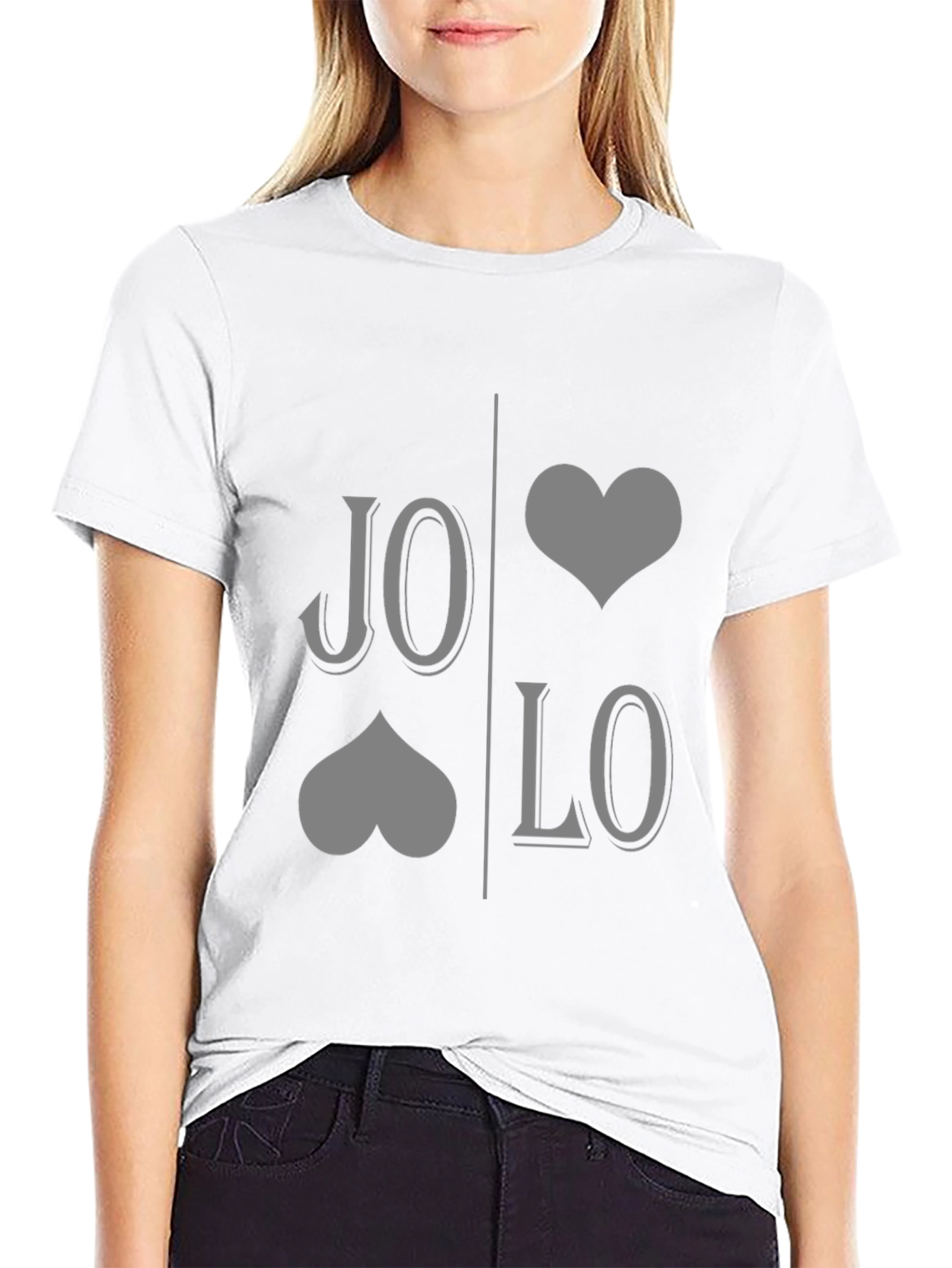 JO LO Love Card Suit Design Black T-Shirt