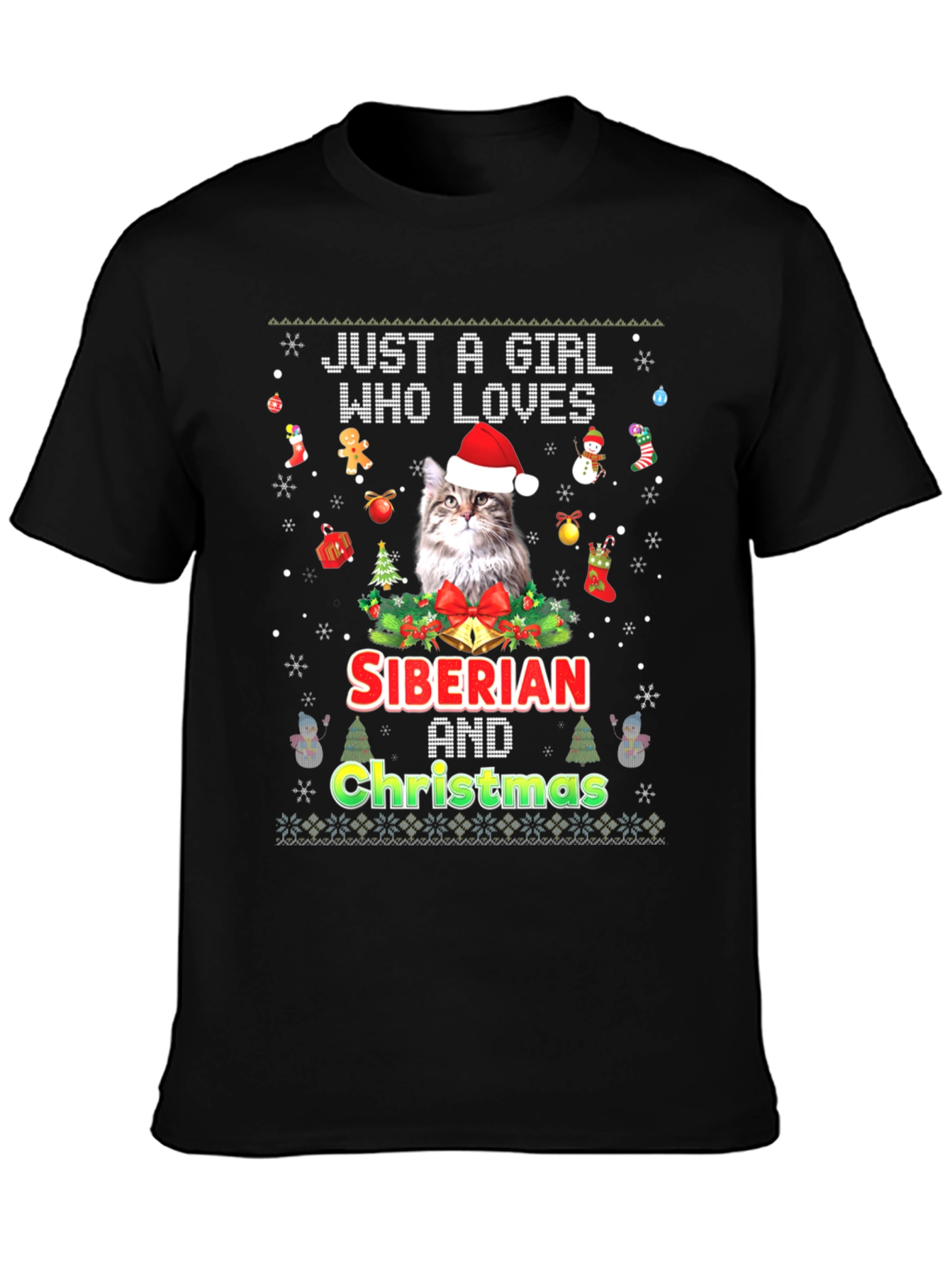 Siberian Cat Christmas T-Shirt
