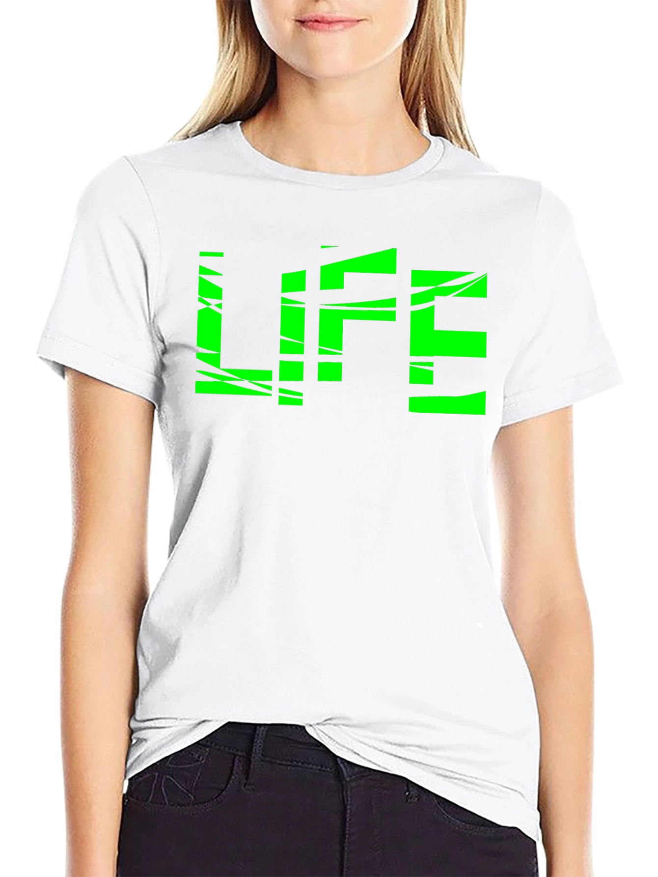 Green LIFE Graphic Black T-Shirt