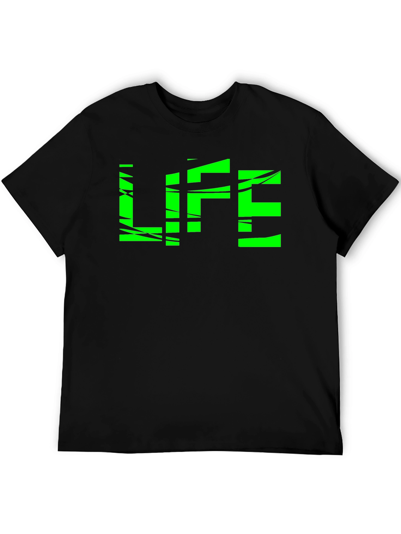 Green LIFE Graphic Black T-Shirt