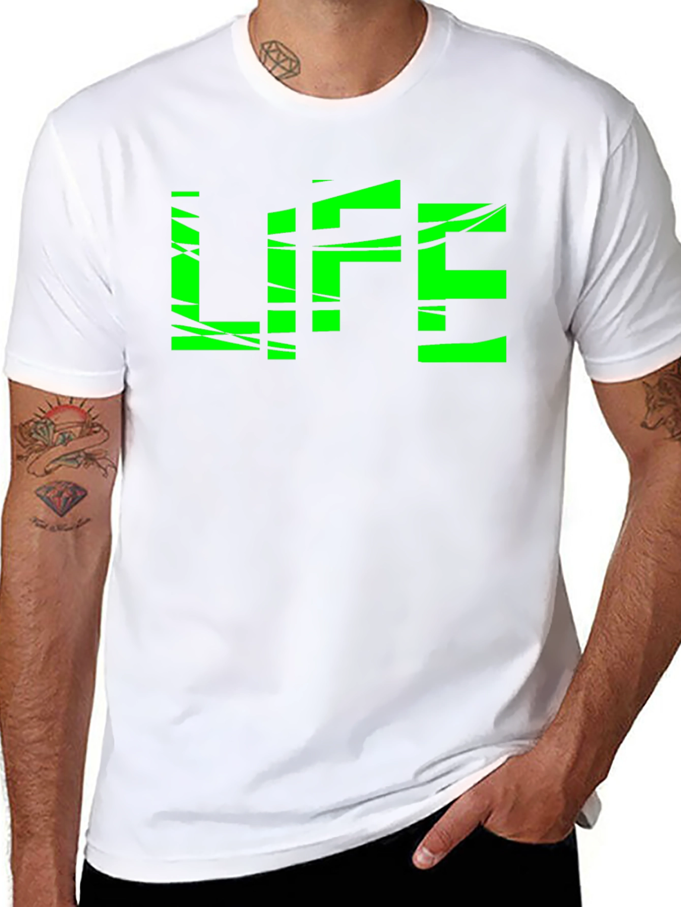 Green LIFE Graphic Black T-Shirt
