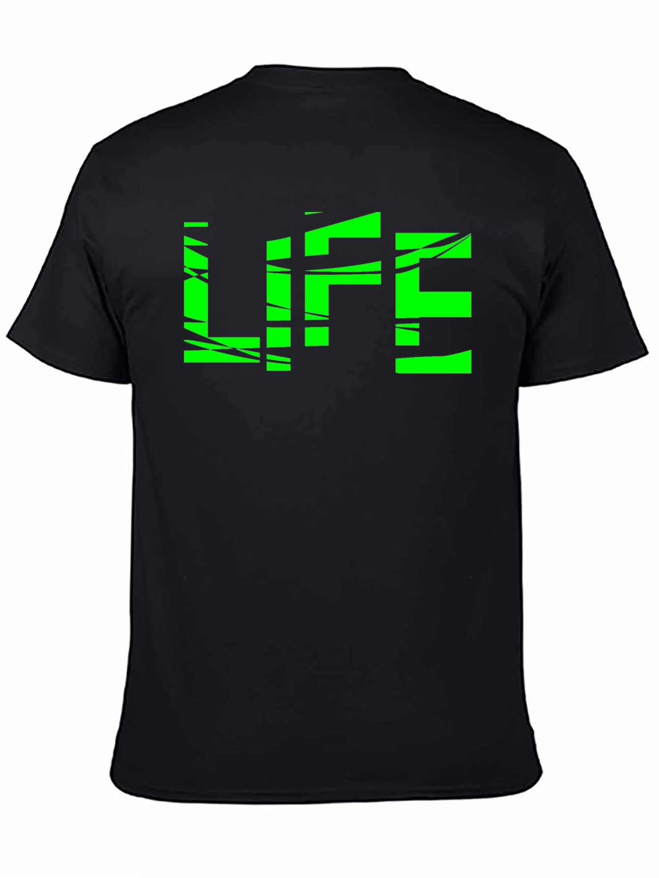 Green LIFE Graphic Black T-Shirt