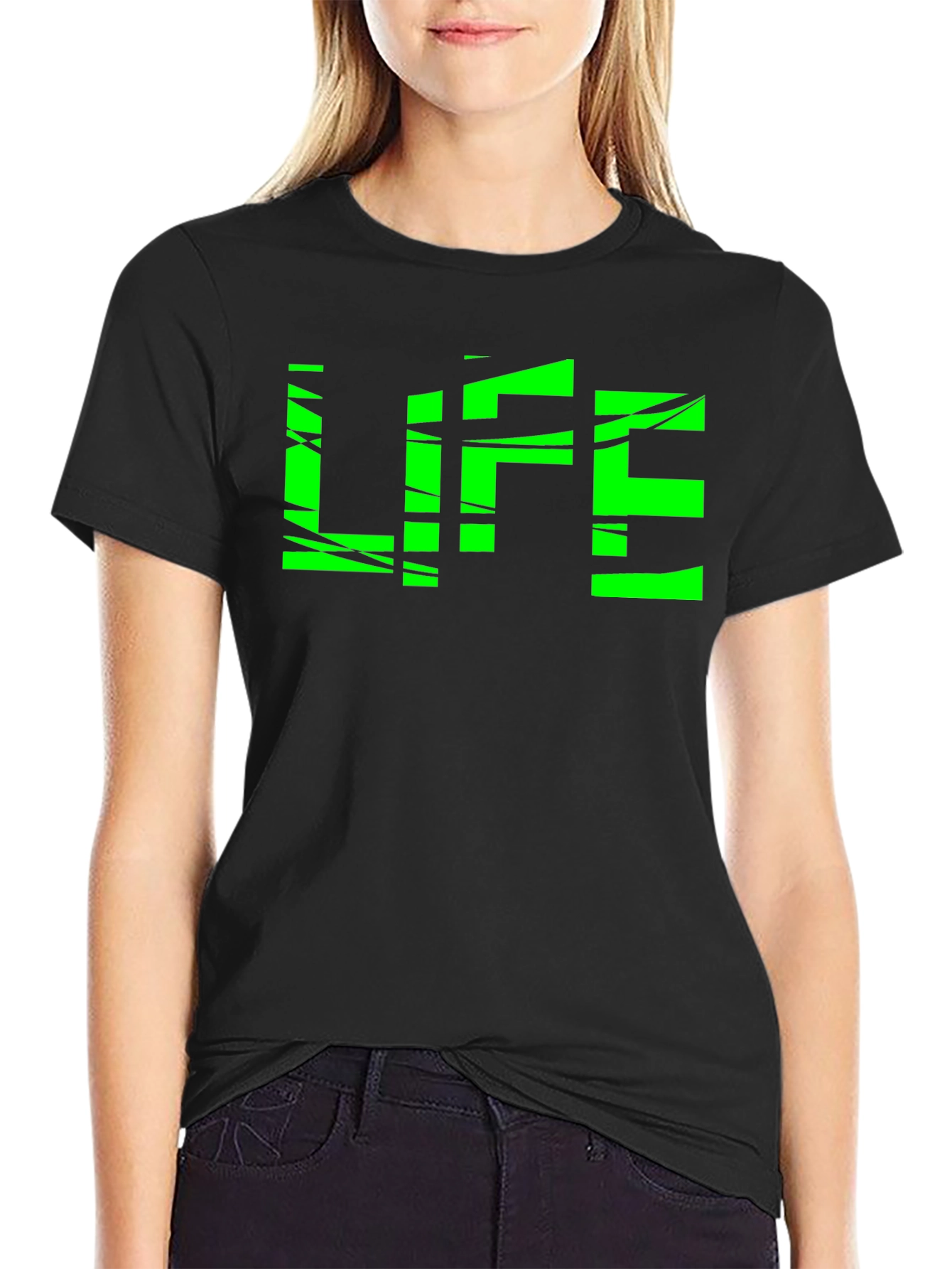 Green LIFE Graphic Black T-Shirt