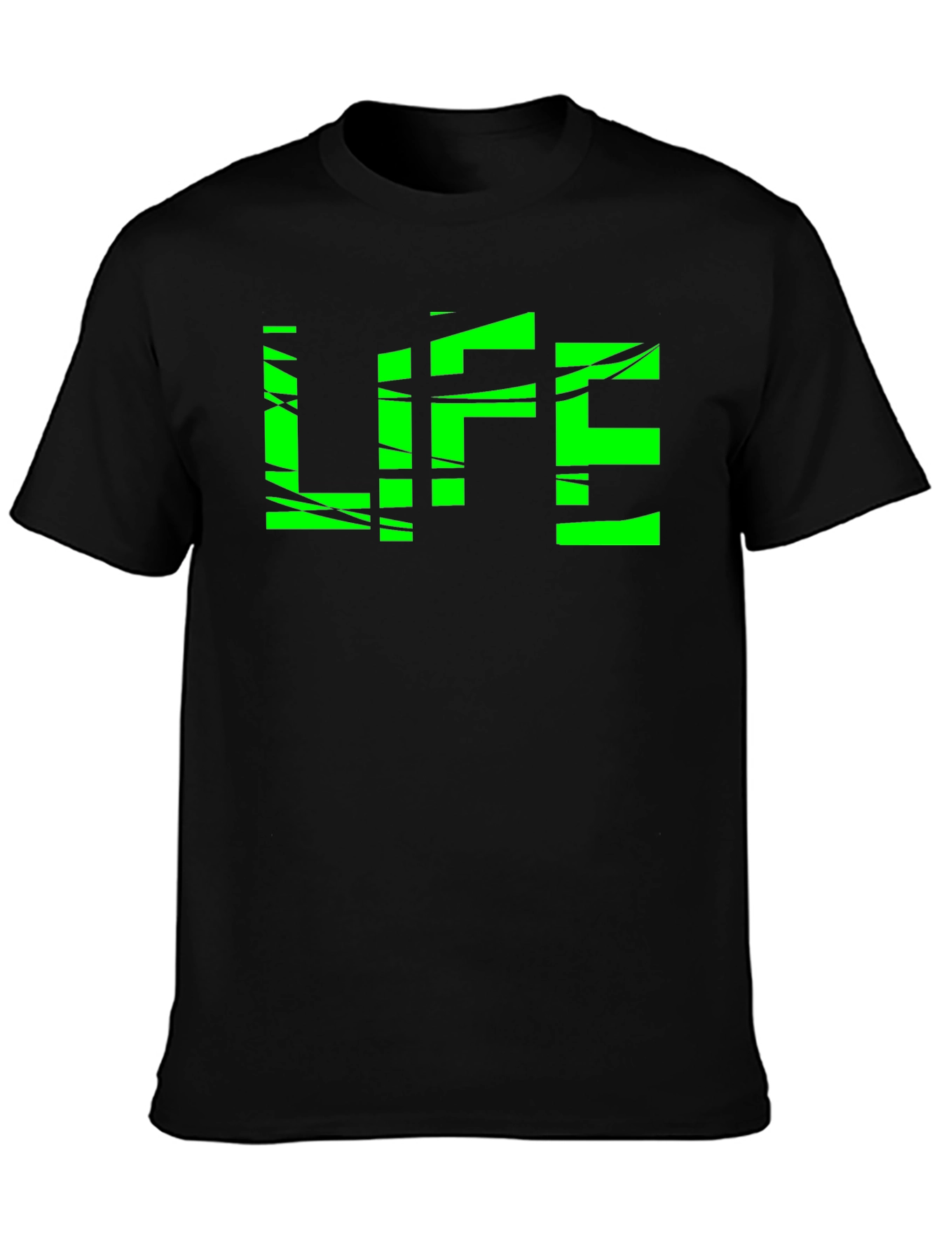 Green LIFE Graphic Black T-Shirt