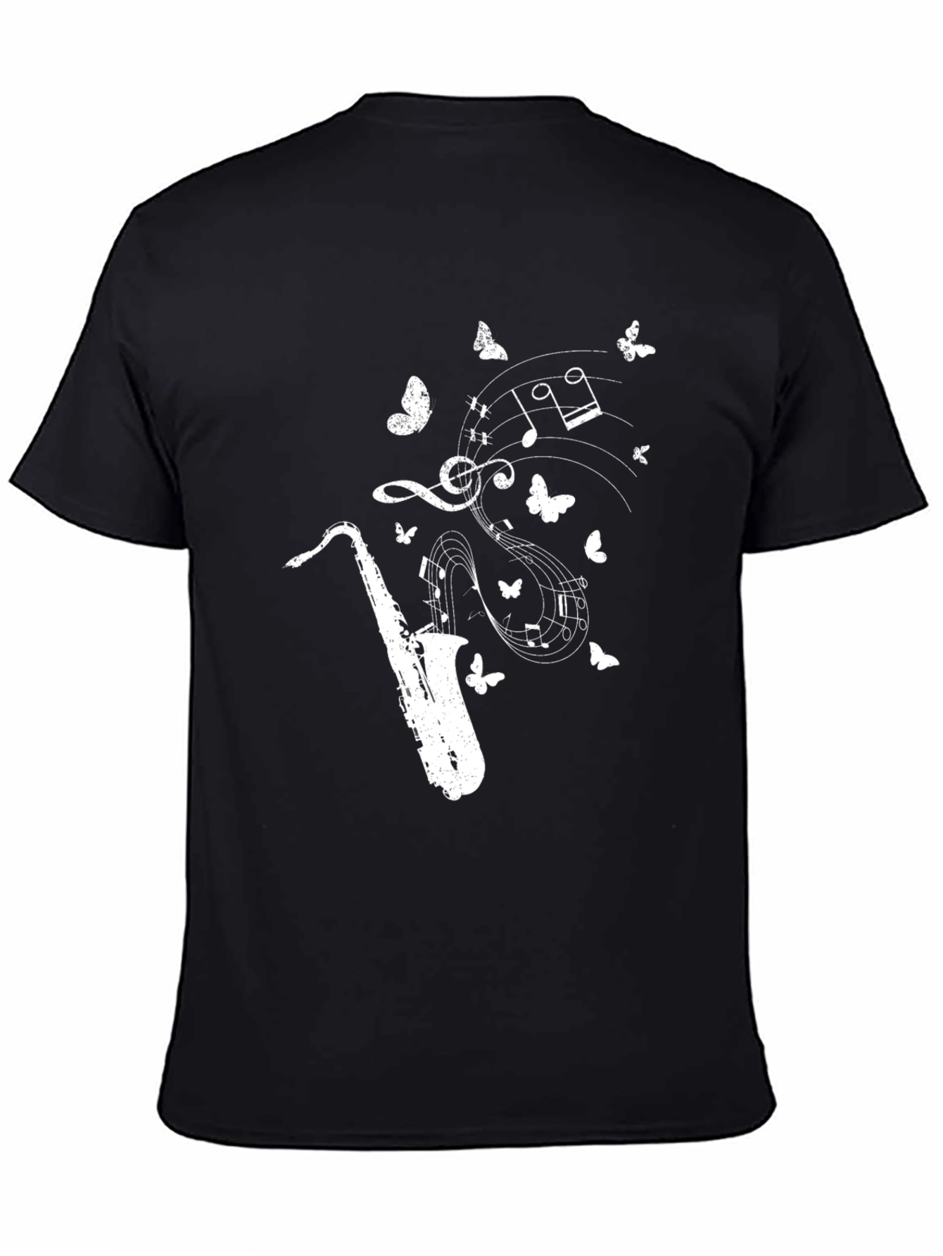 Saxophone Music Notes Butterfly Graphic Tee