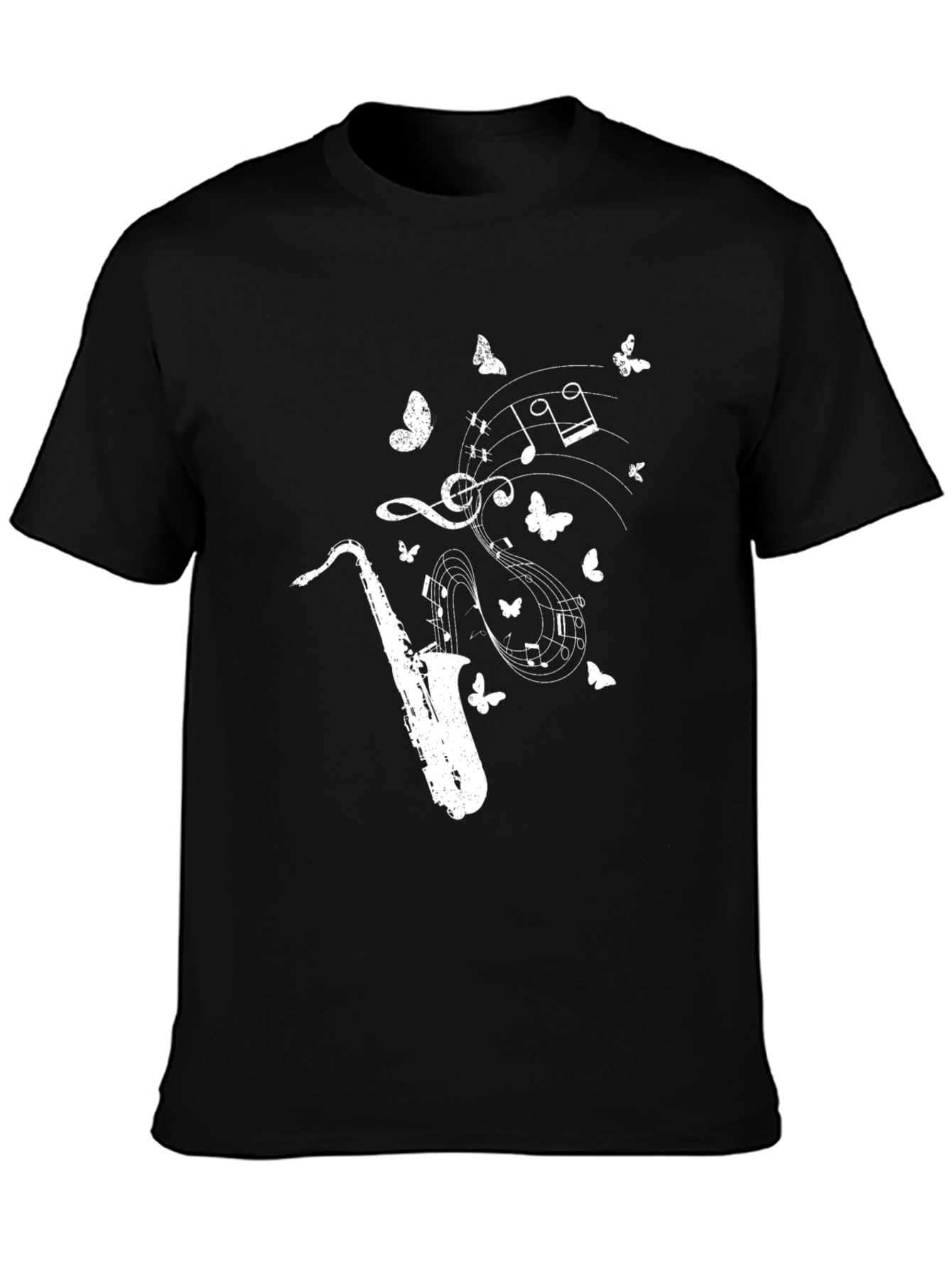 Saxophone Music Notes Butterfly Graphic Tee