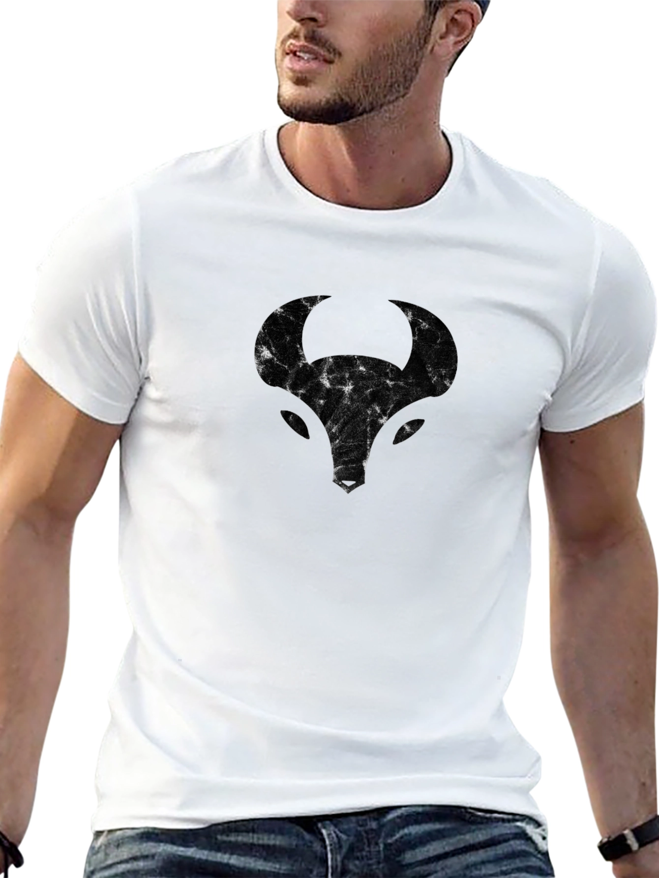 Abstract Bull Graphic Black Tee