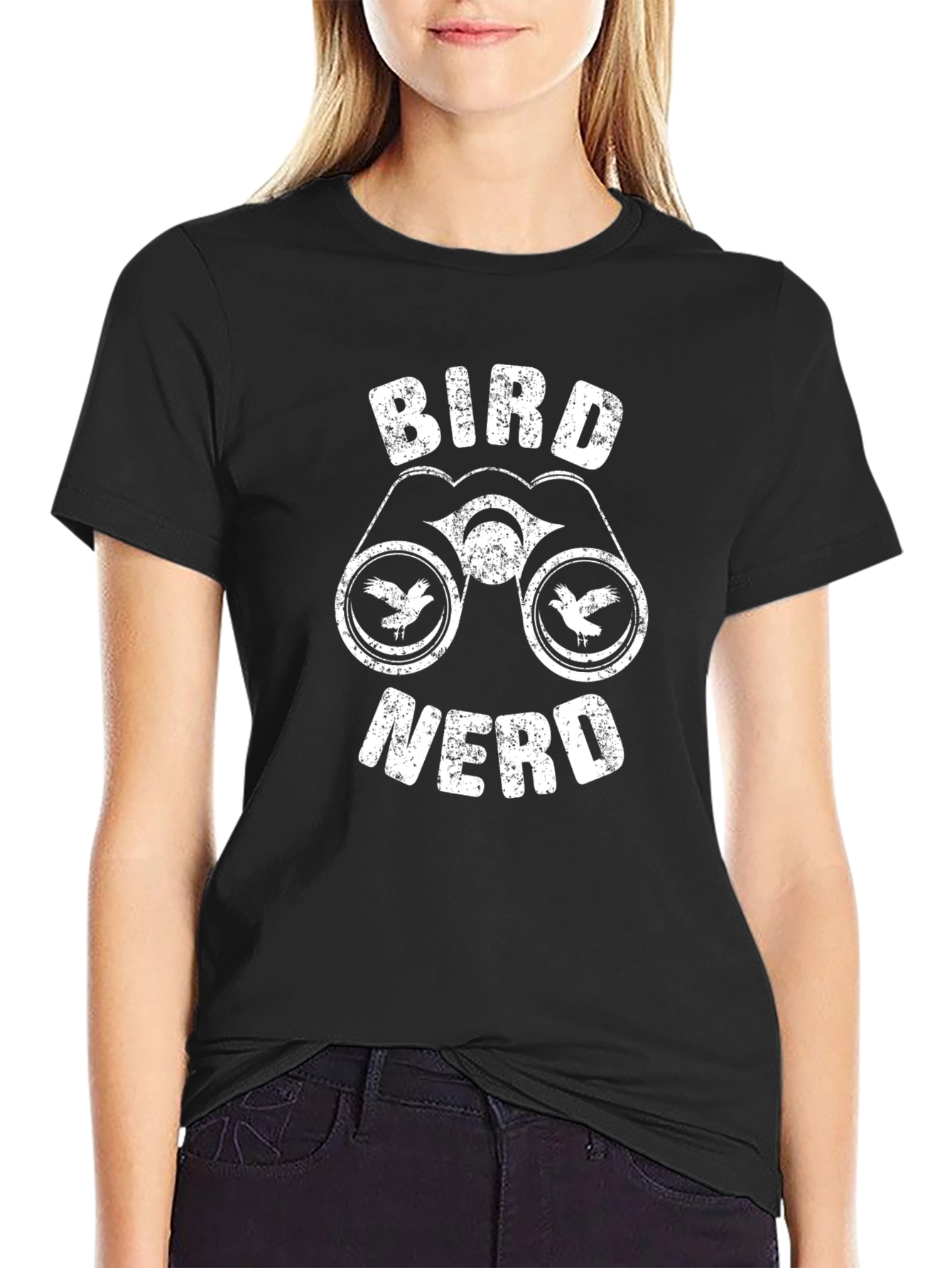 Bird Nerd Binoculars Graphic Tee - Black
