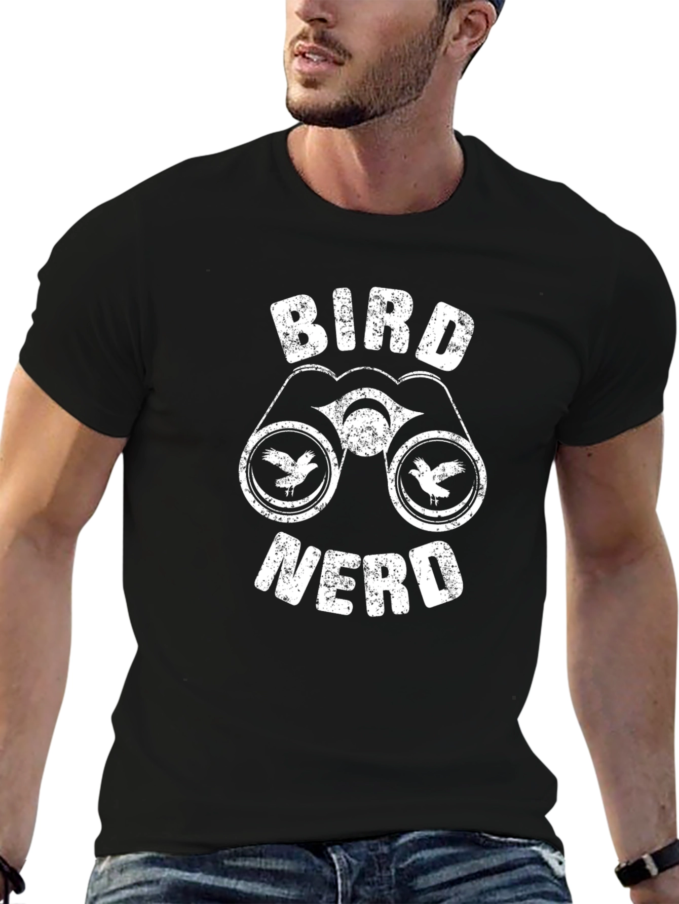 Bird Nerd Binoculars Graphic Tee - Black
