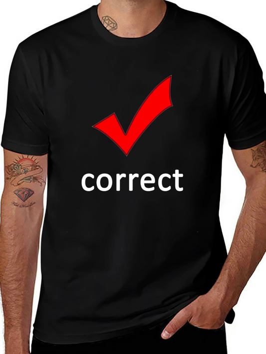 Correct Checkmark Graphic Tee - Black Cotton T-Shirt