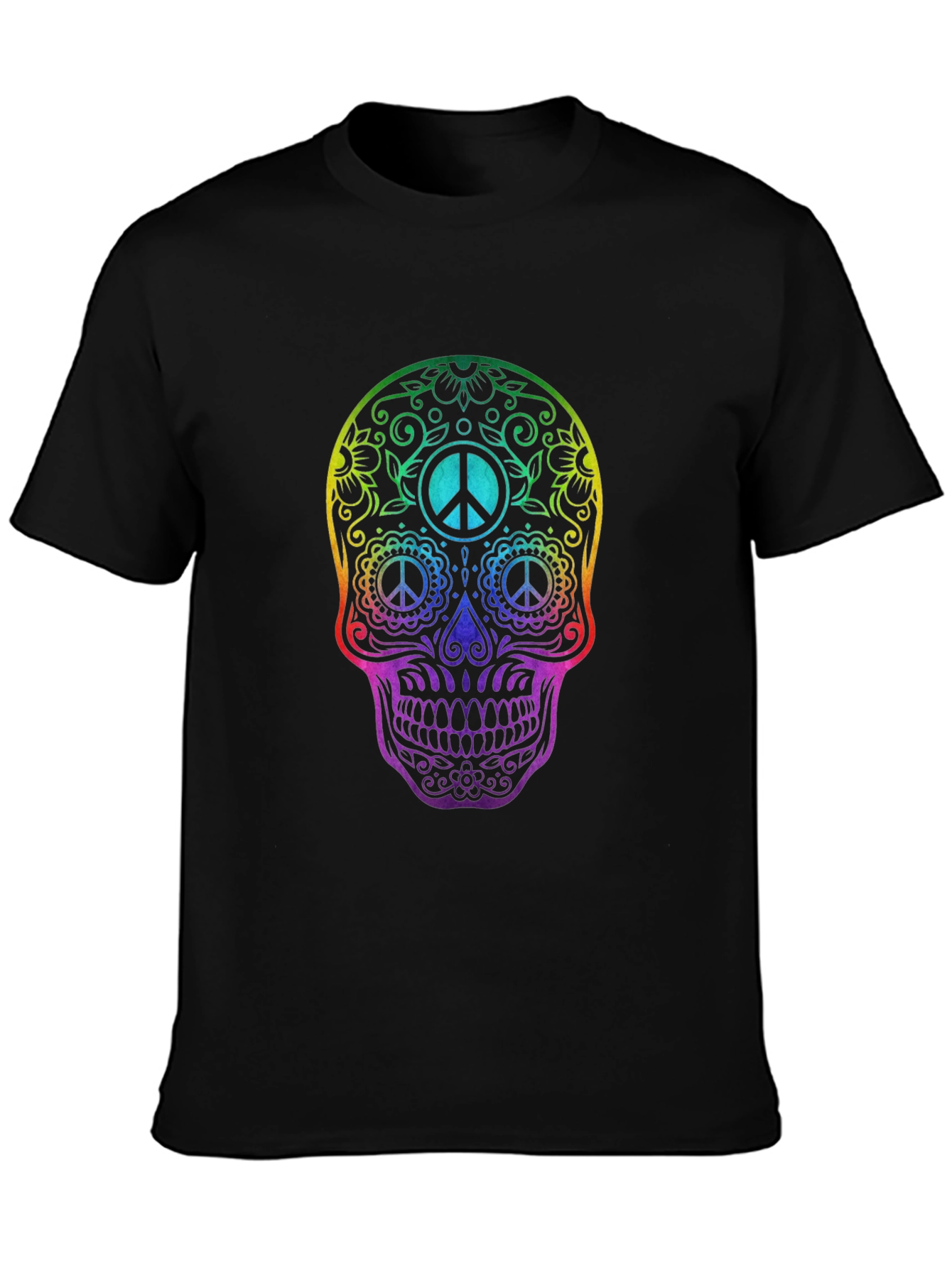 Rainbow Skull Peace Sign T-Shirt