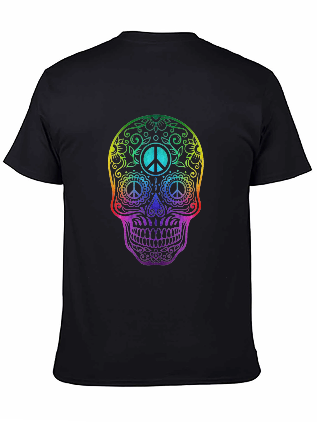Rainbow Skull Peace Sign T-Shirt